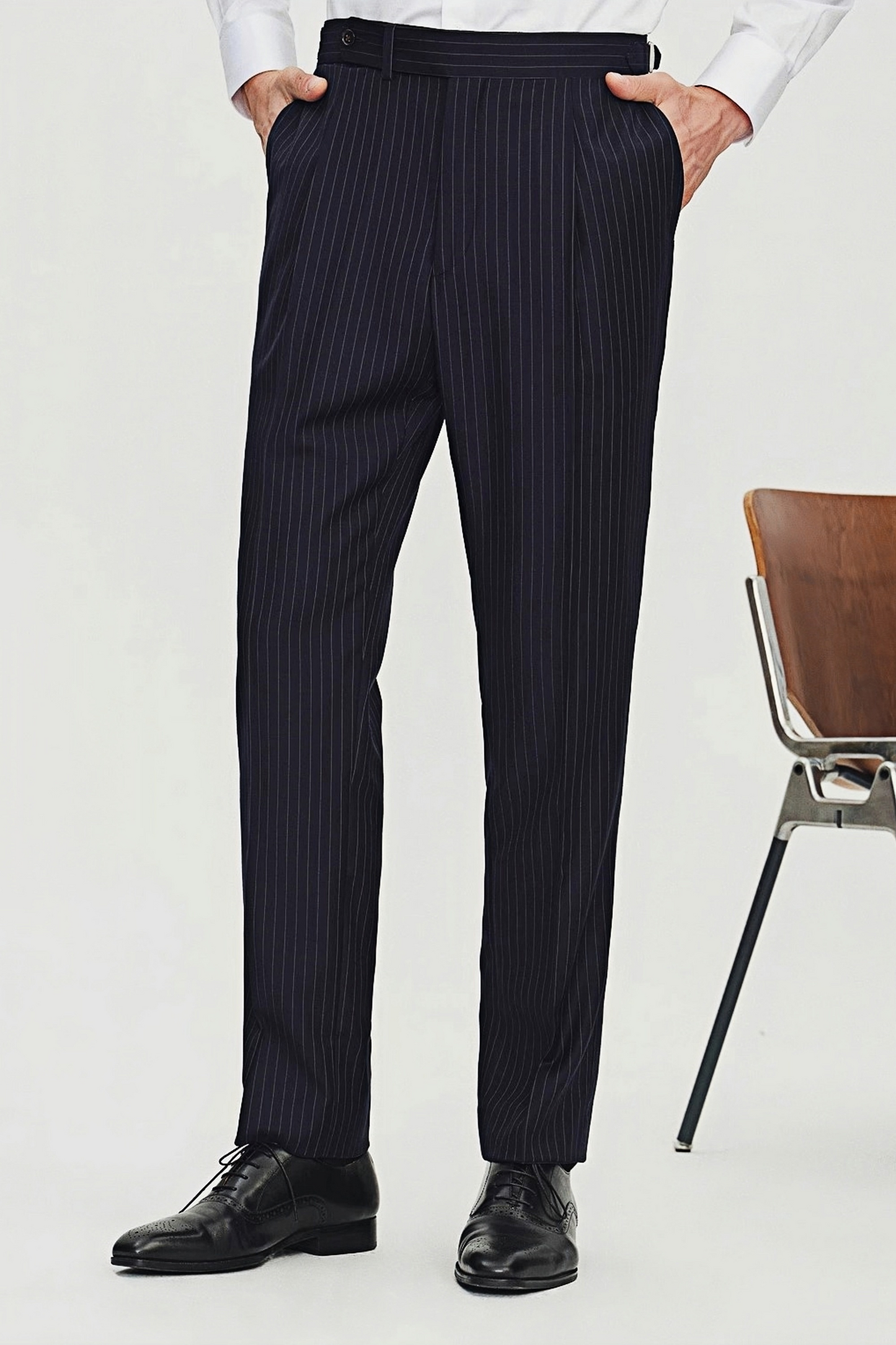 Jasper navy-blue stripe-pattern trousers