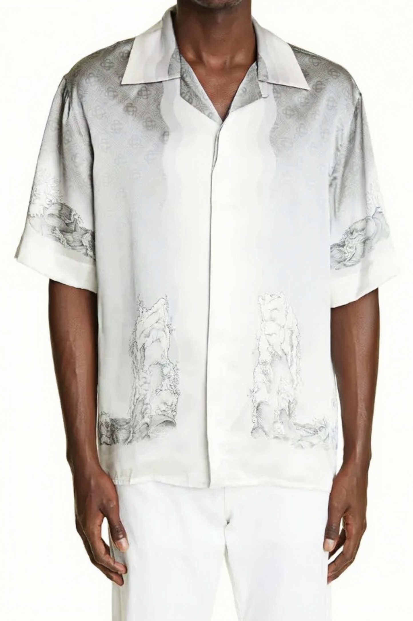 Quincy white graphic print short-sleeve shirt