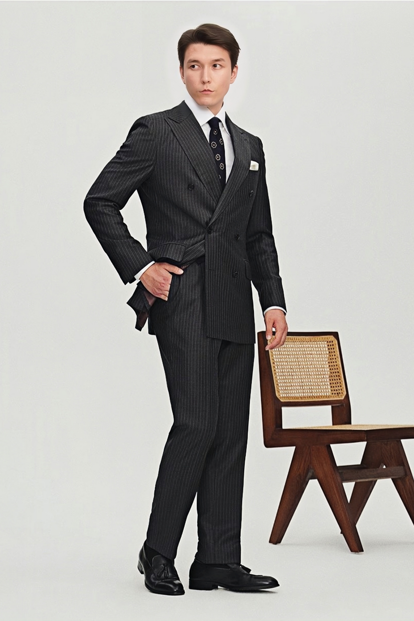 Sebastian gray stripe-pattern suit