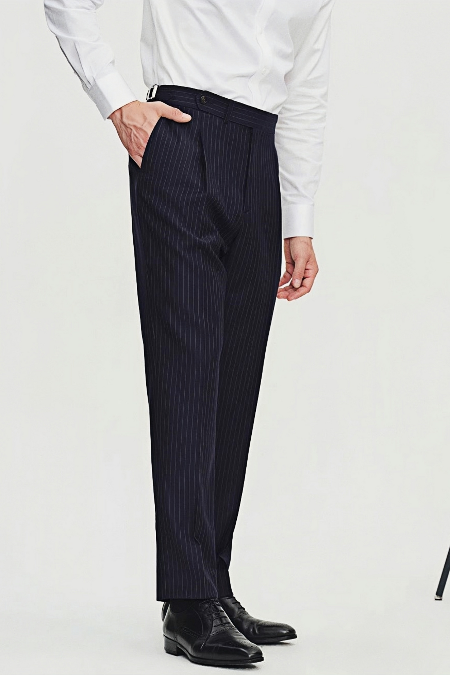 Jasper navy-blue stripe-pattern trousers