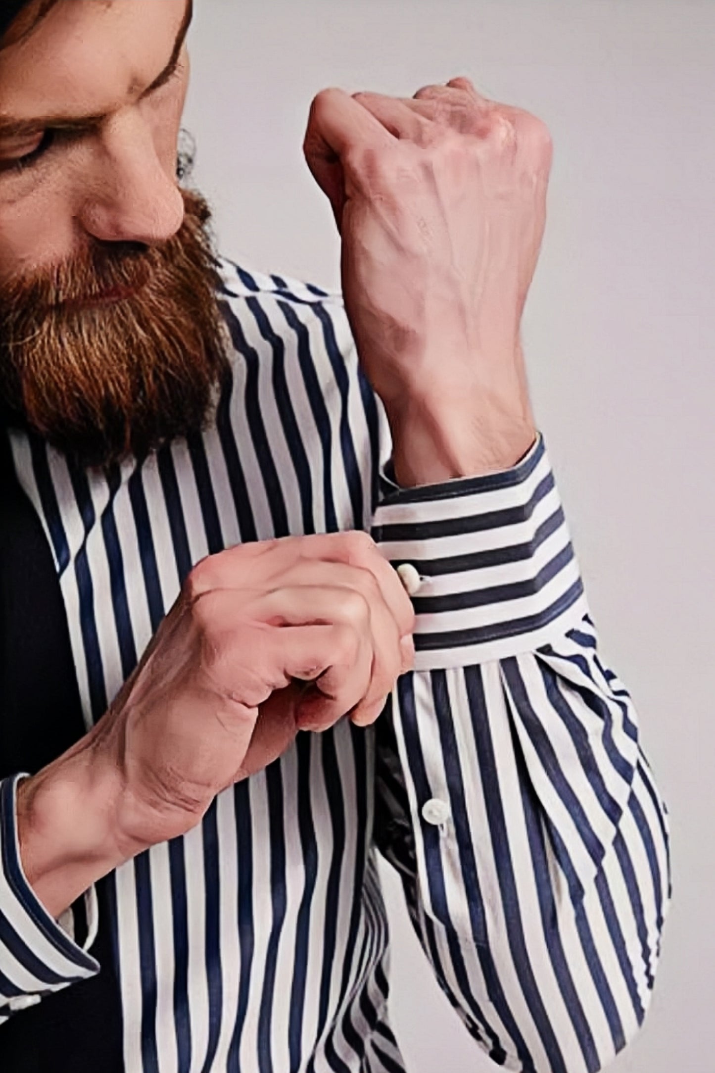 Edward navy-blue stripe-pattern shirt