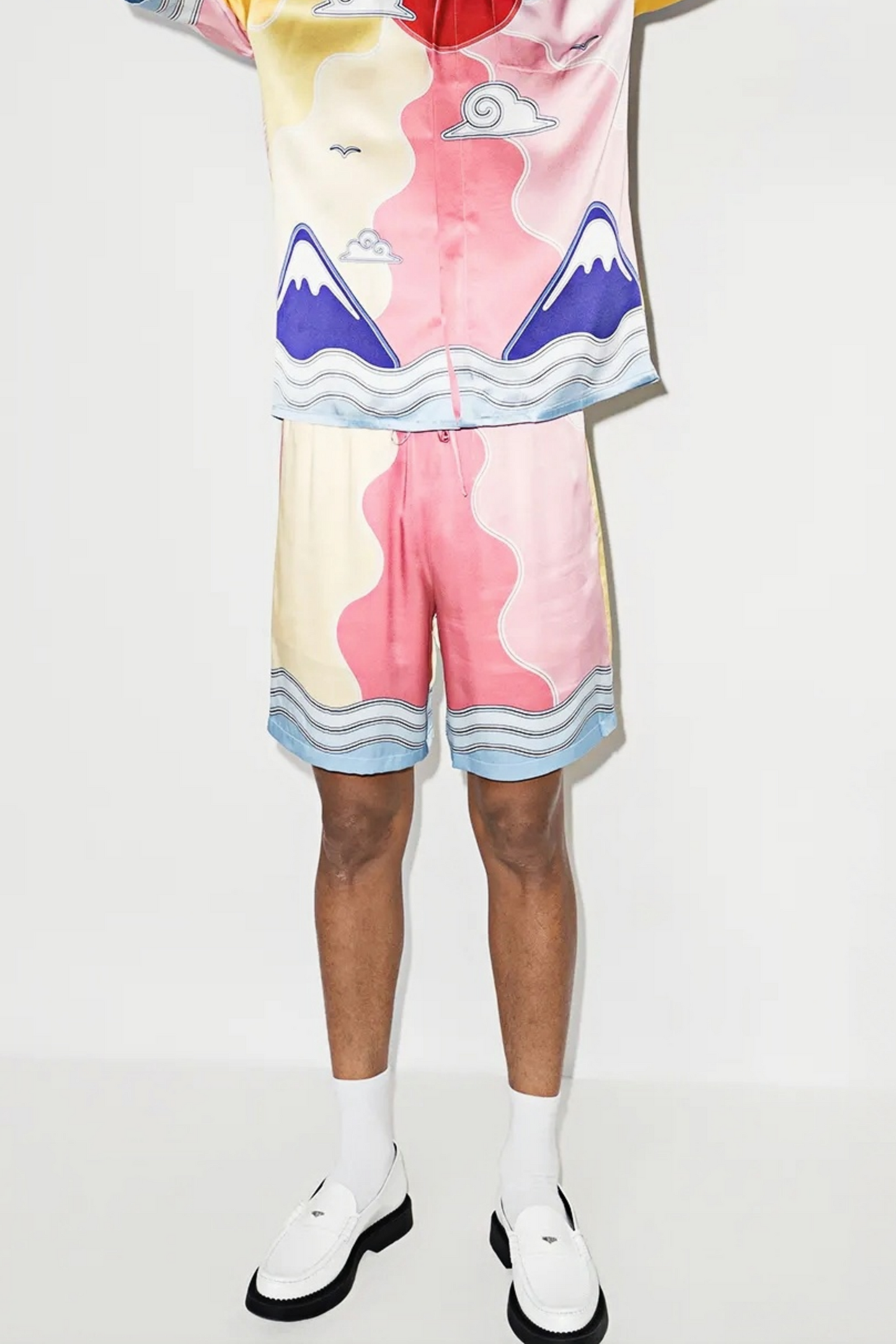 Luke pink wave color block short