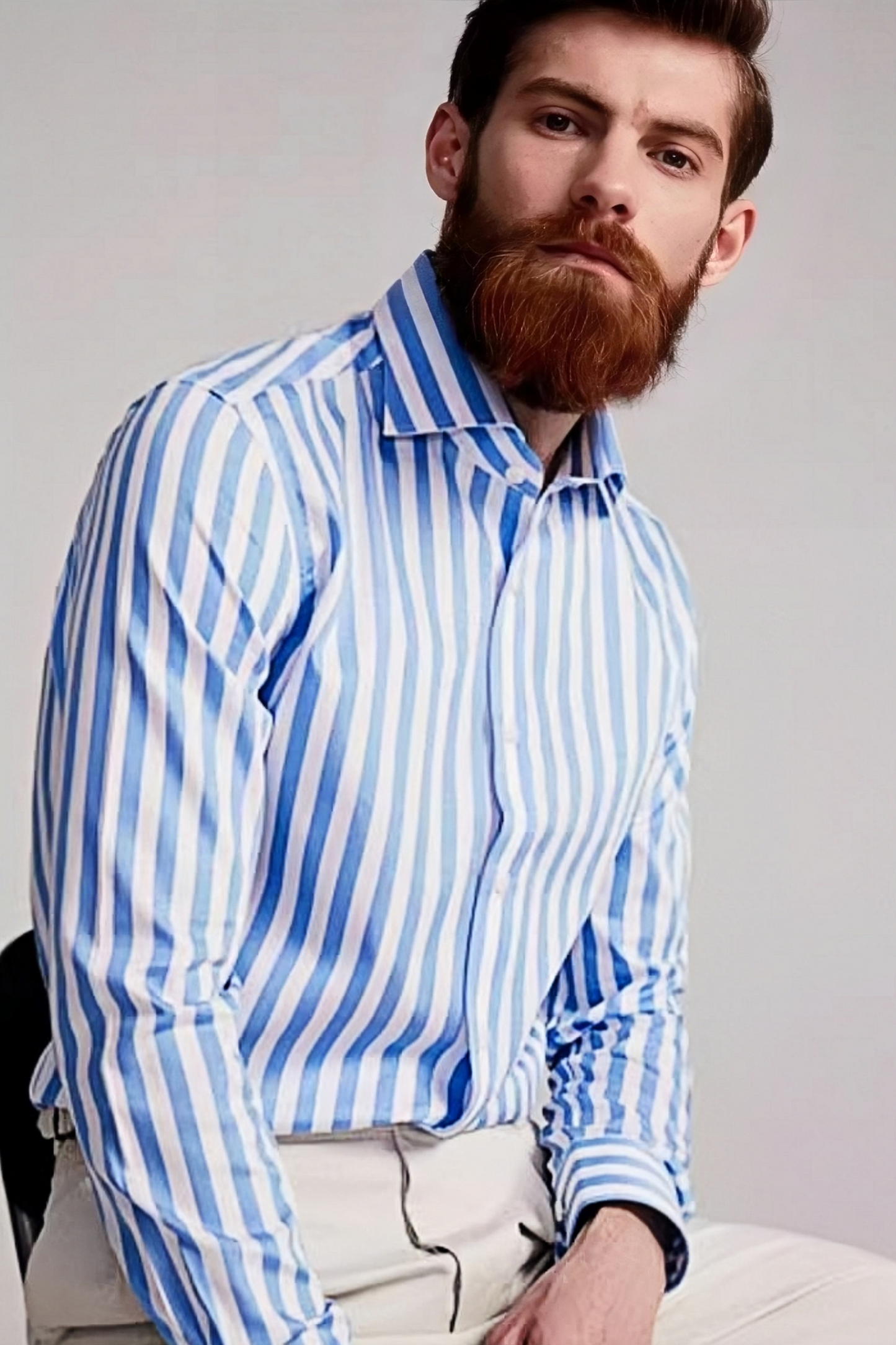Edward light blue stripe-pattern shirt