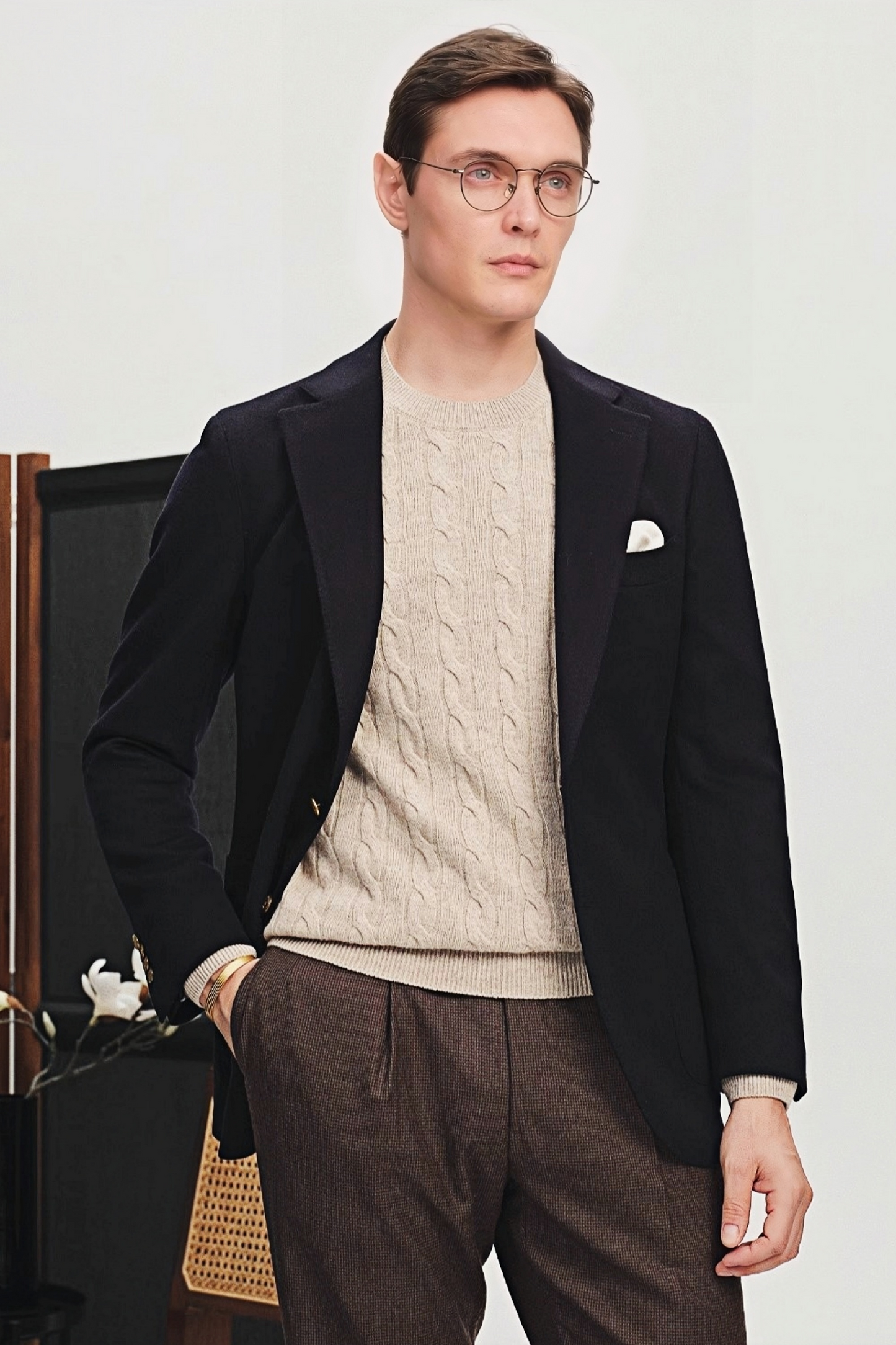 Theodore navy-blue cashmere blazer