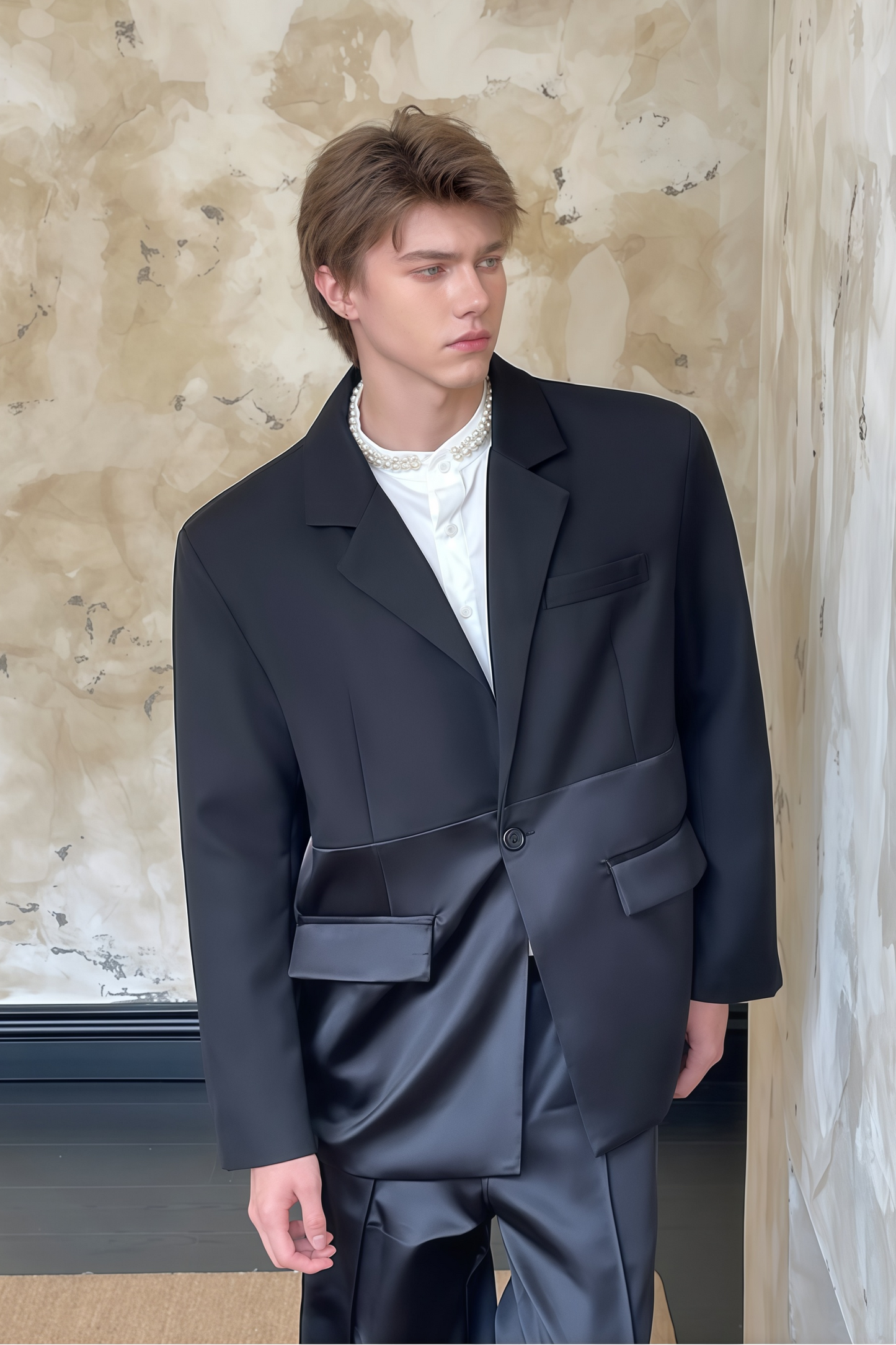 Magnus black patchwork suit