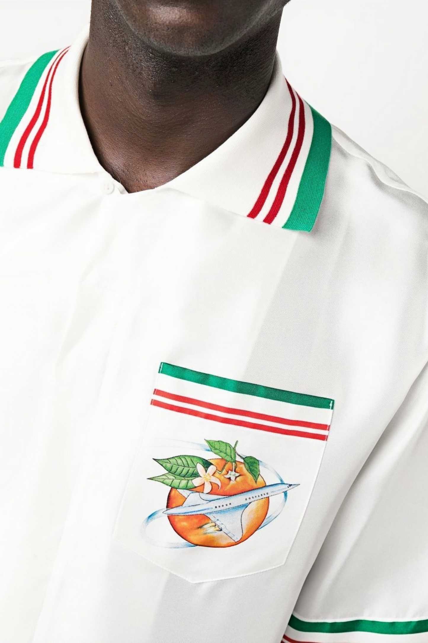 Hugo white airplane fruit print short-sleeve shirt