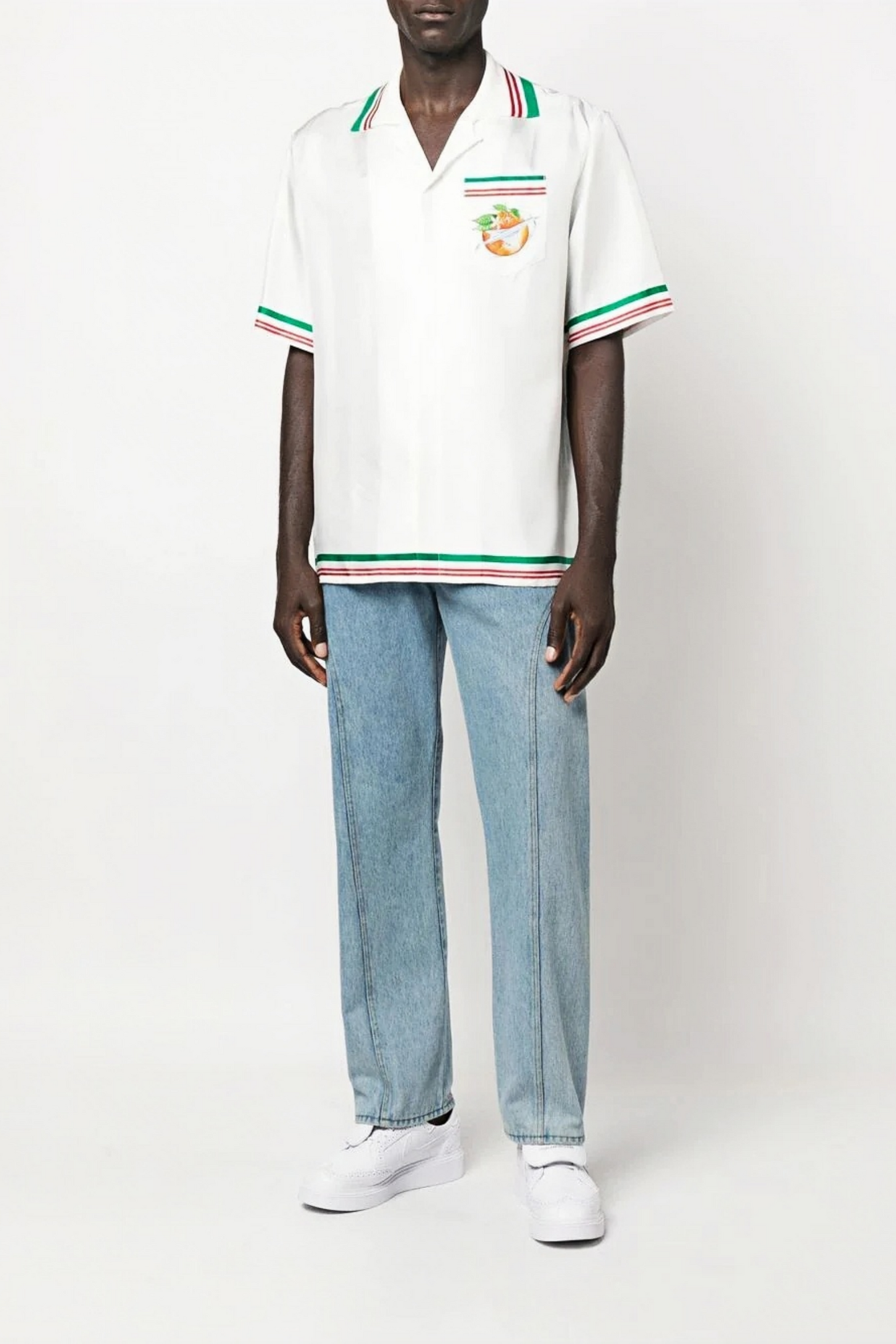 Hugo white airplane fruit print short-sleeve shirt