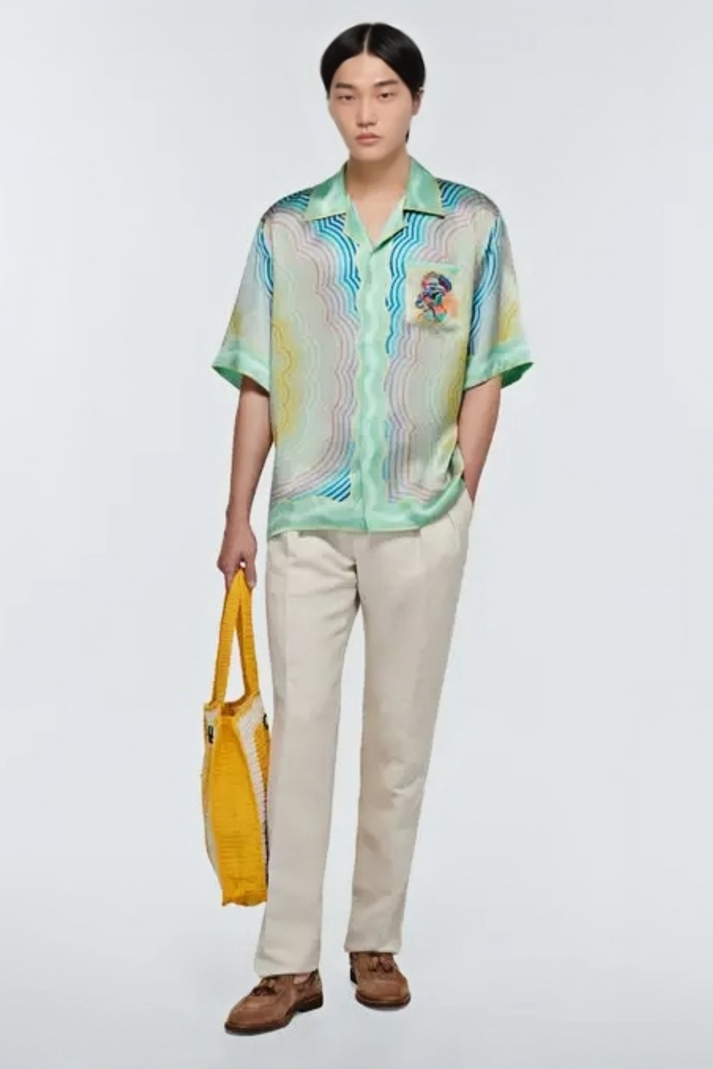 Ken green wavy print short-sleeve shirt