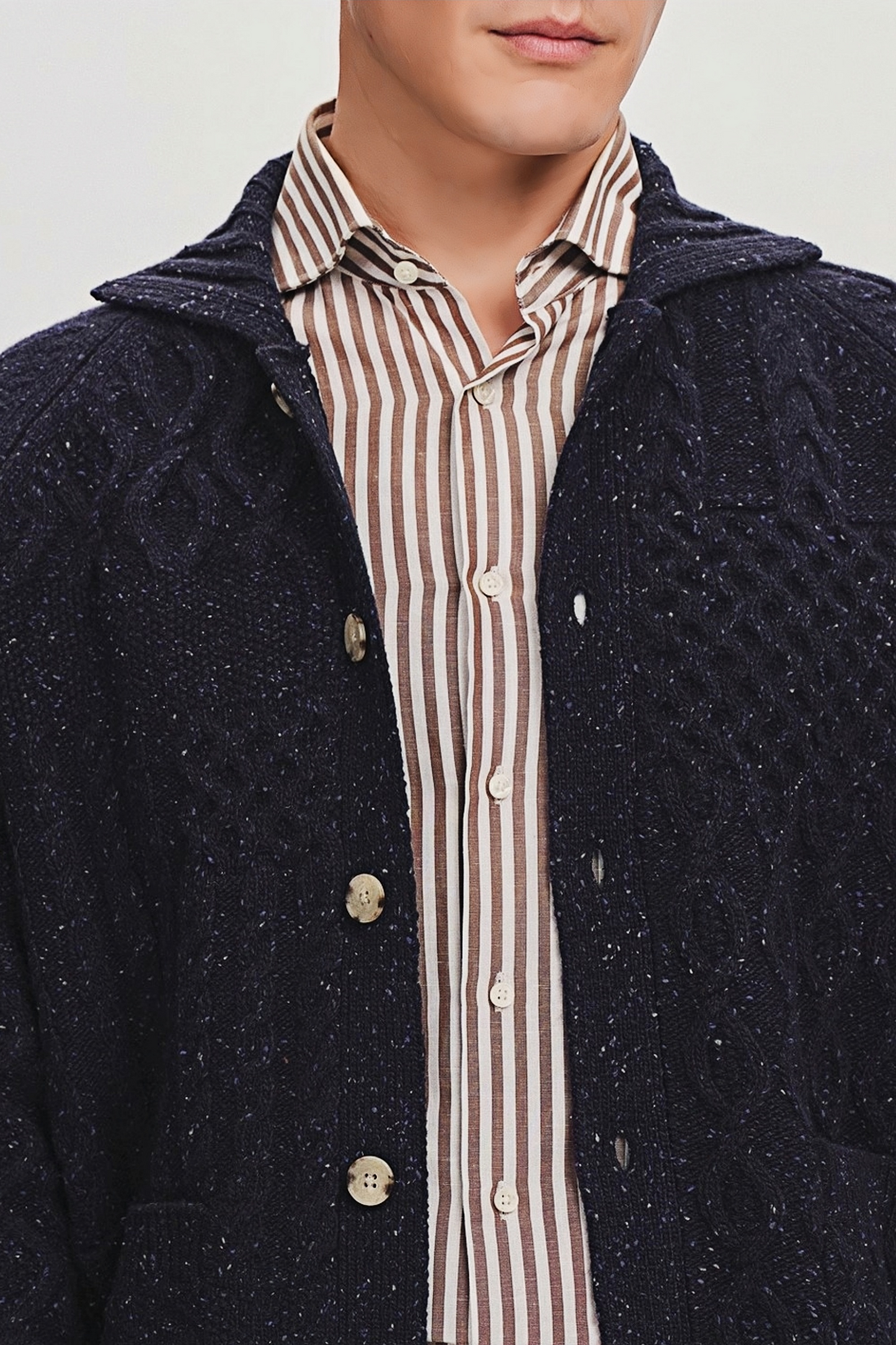Clarence navy-blue cabled cardigan