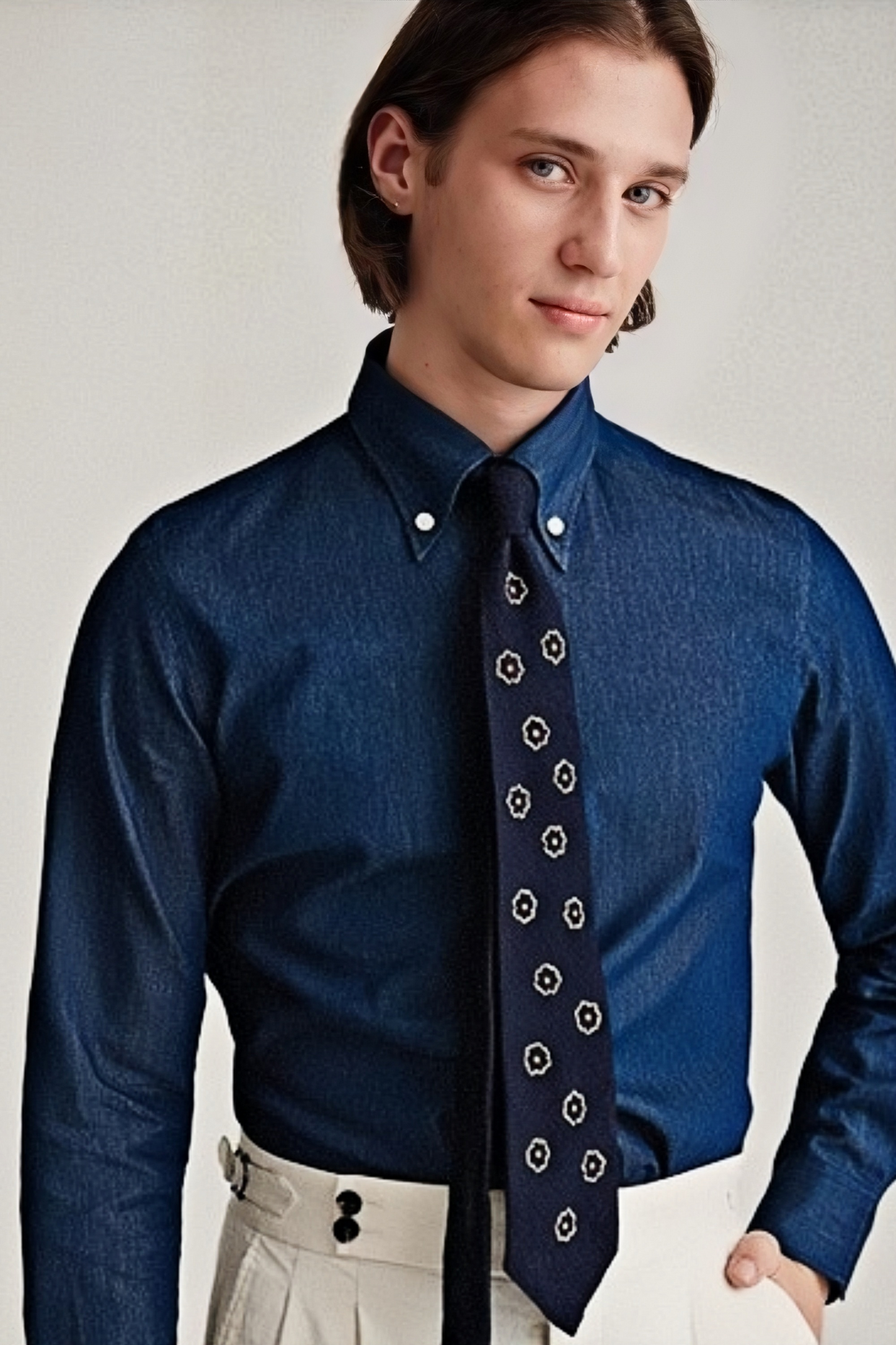 Léon navy-blue denim shirt