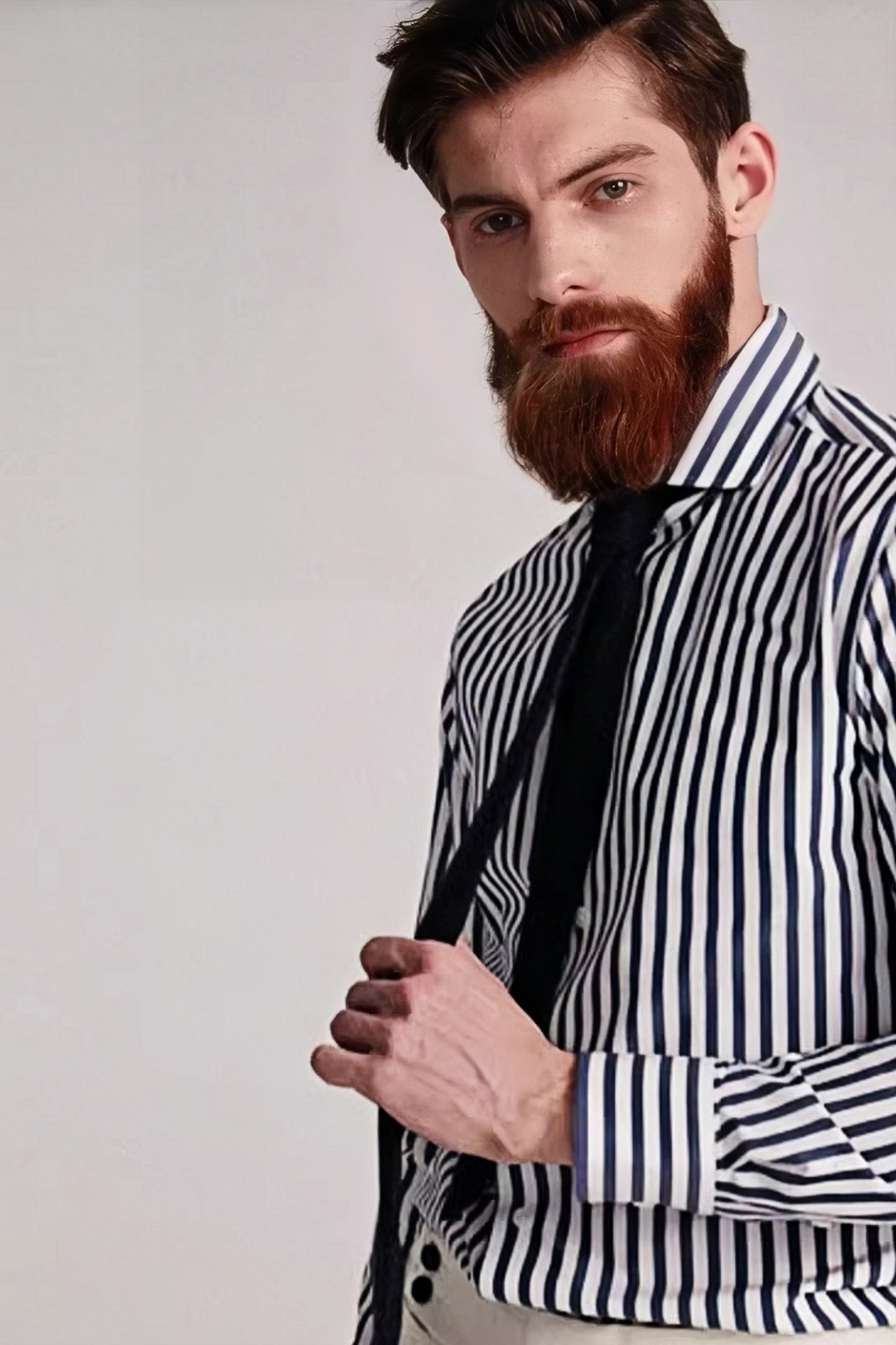Edward navy-blue stripe-pattern shirt
