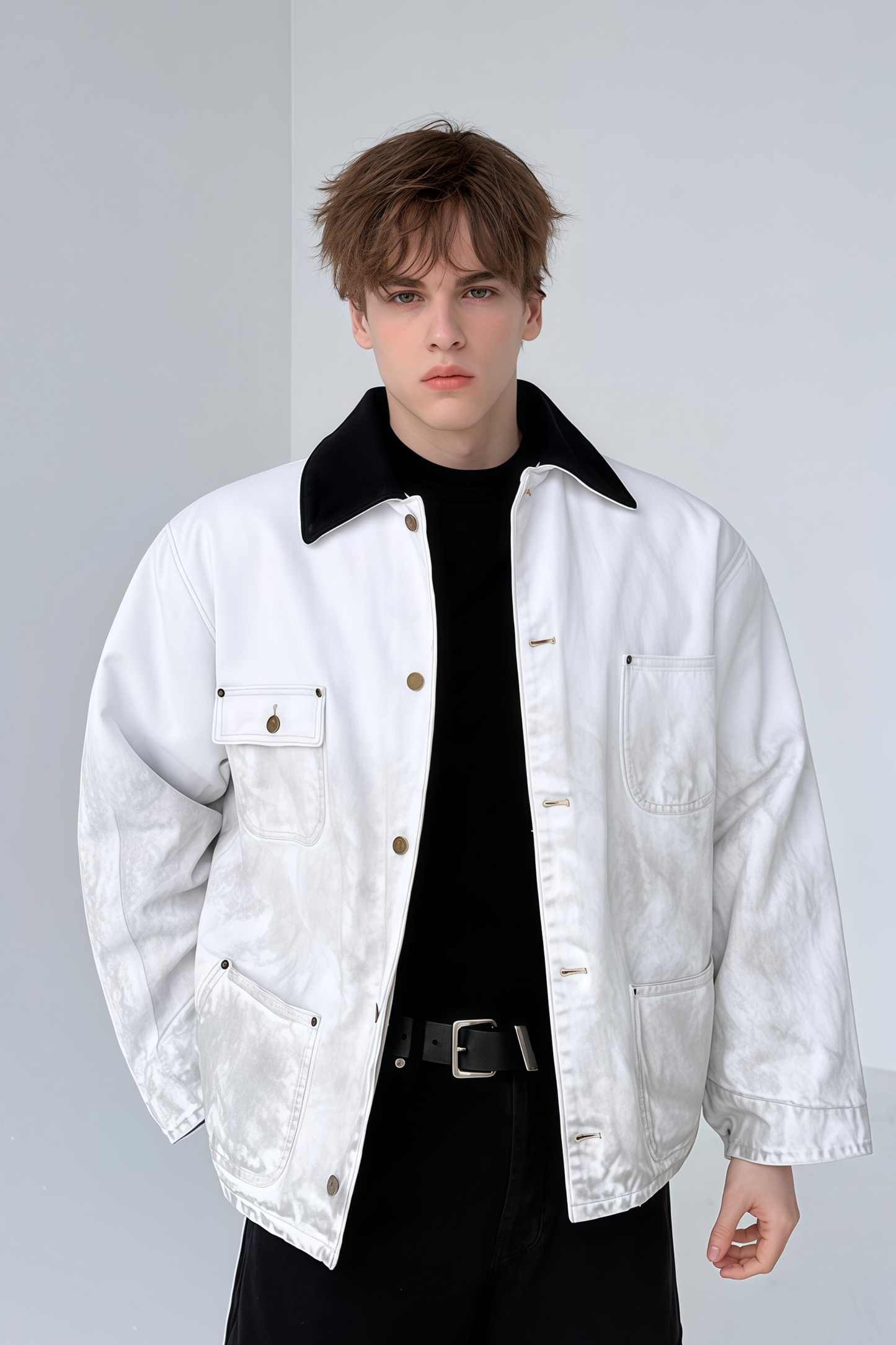 Kai contrast-color distressed denim jacket