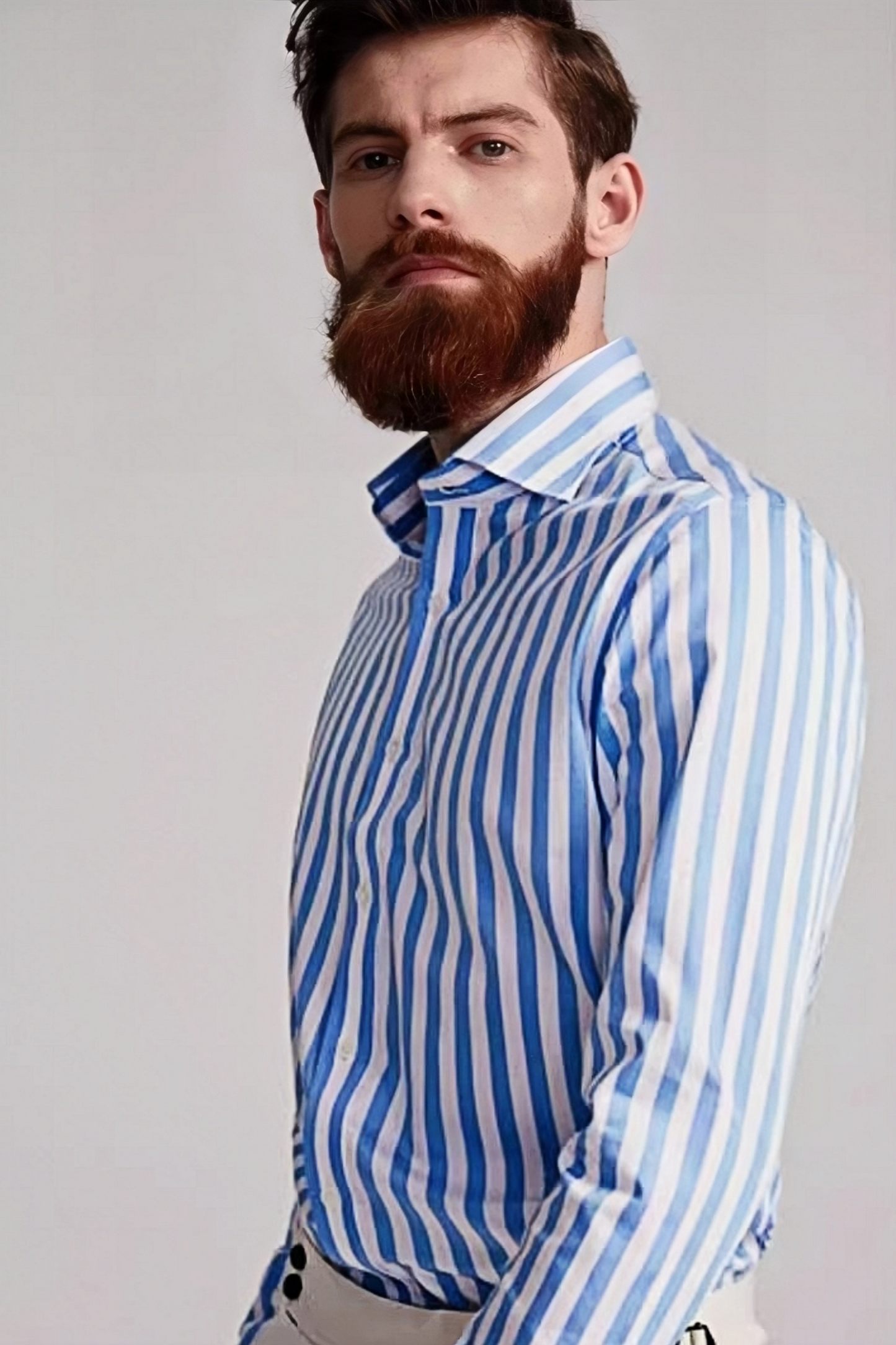 Edward light blue stripe-pattern shirt