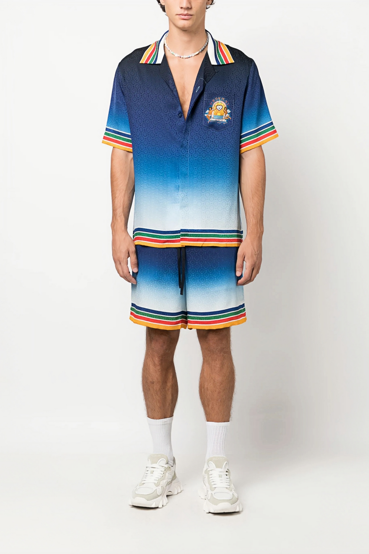 Eric blue cupid print short-sleeve shirt