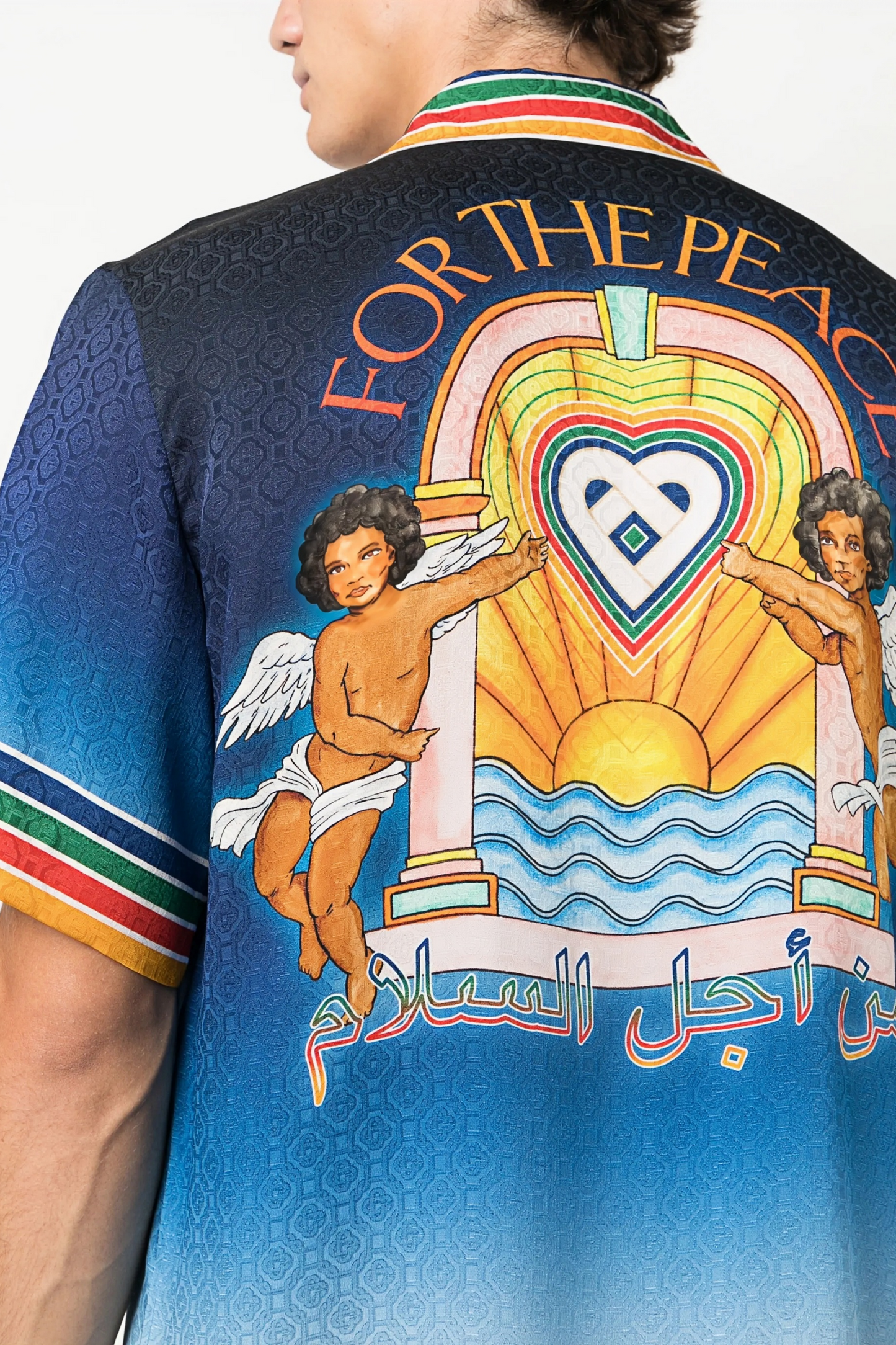 Eric blue cupid print short-sleeve shirt