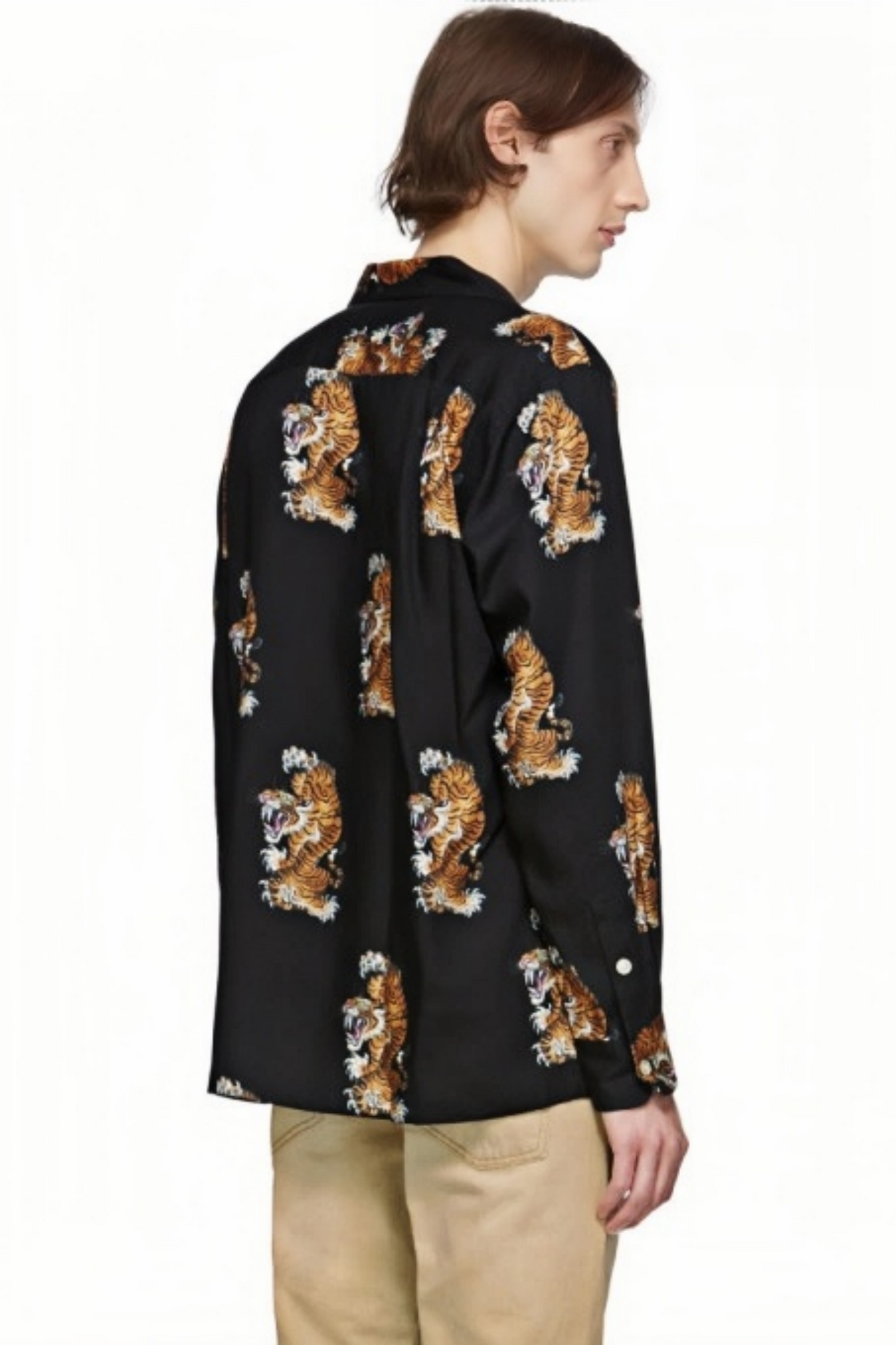 Léandre black tiger print long-sleeve shirt