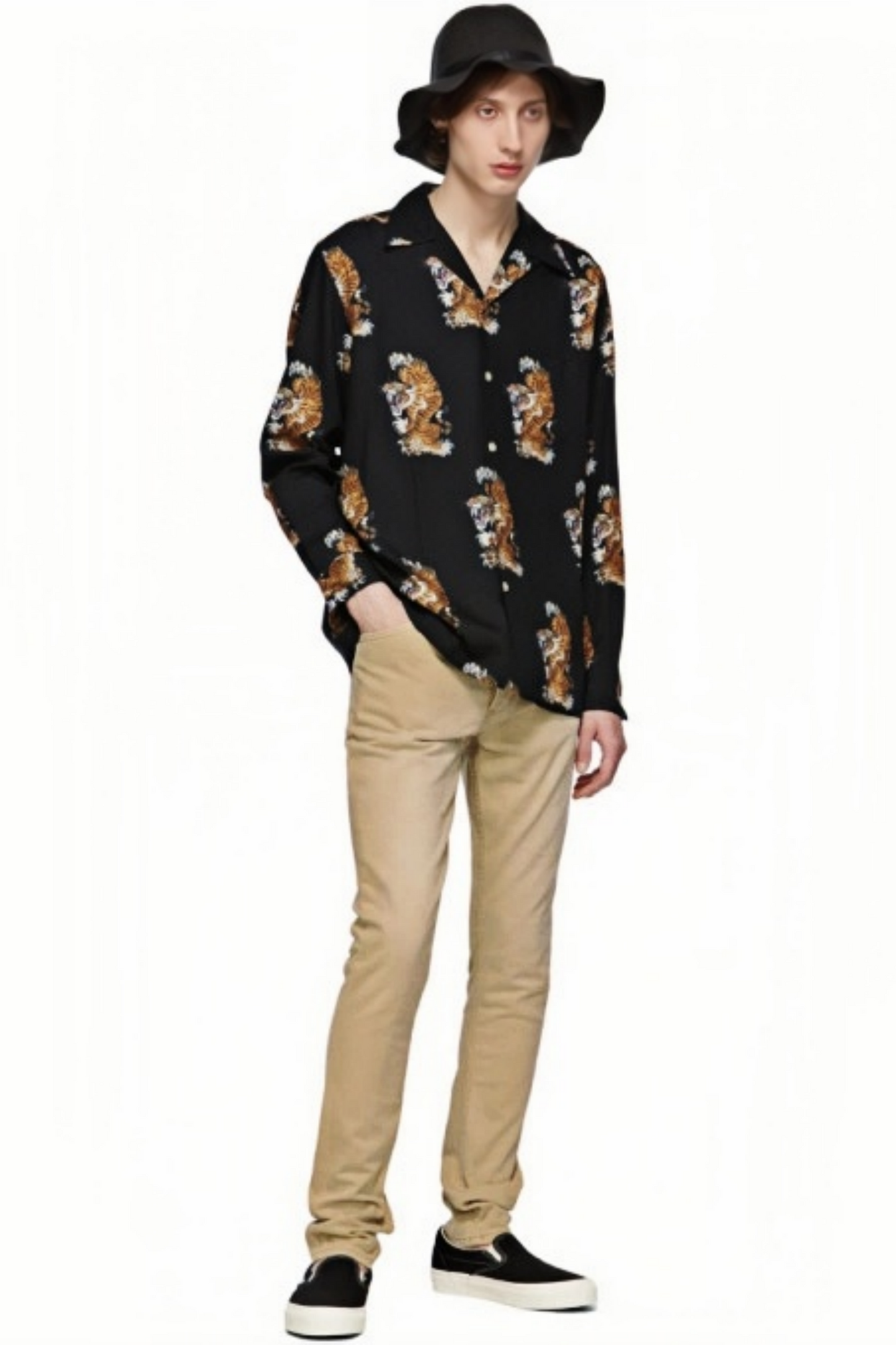 Léandre black tiger print long-sleeve shirt