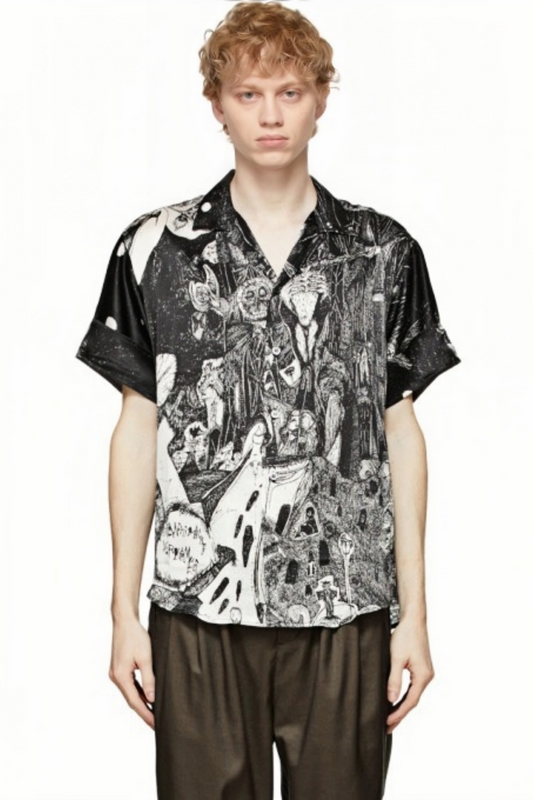 قميص مطبوع بألواح سوداء من Arthur