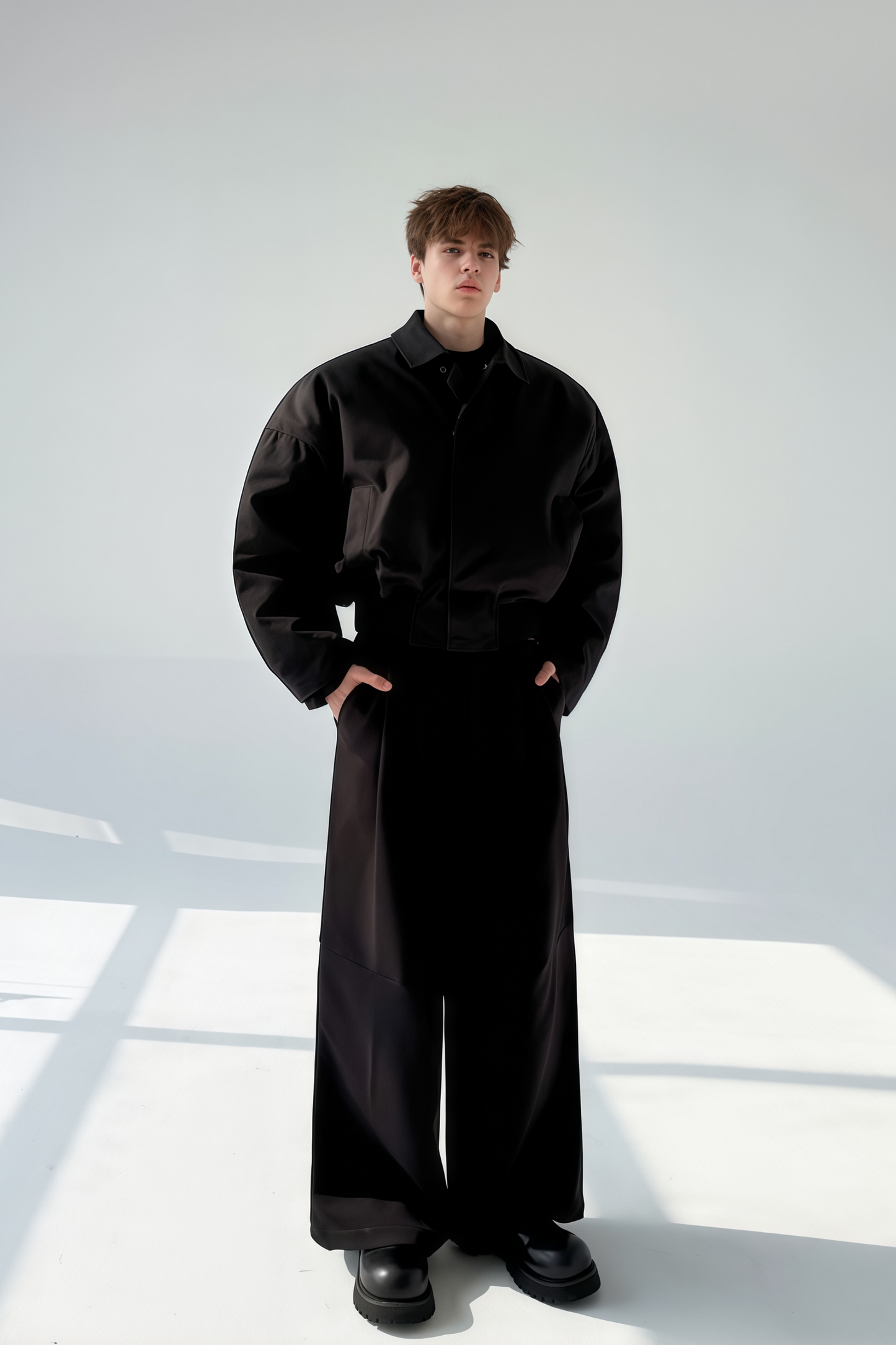 Thor black cinched-waist cropped cotton jacket