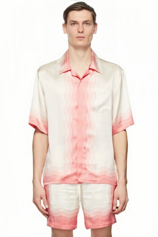 Oscar pink floral print short-sleeve shirt