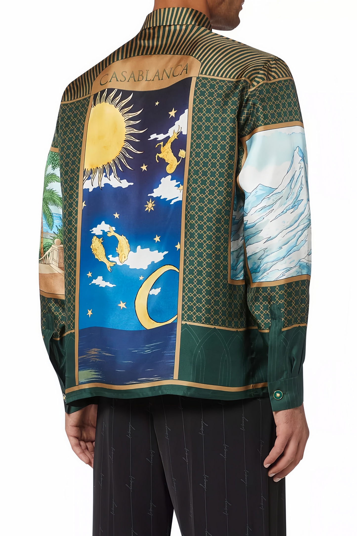 lucas green tropical print long-sleeve shirt