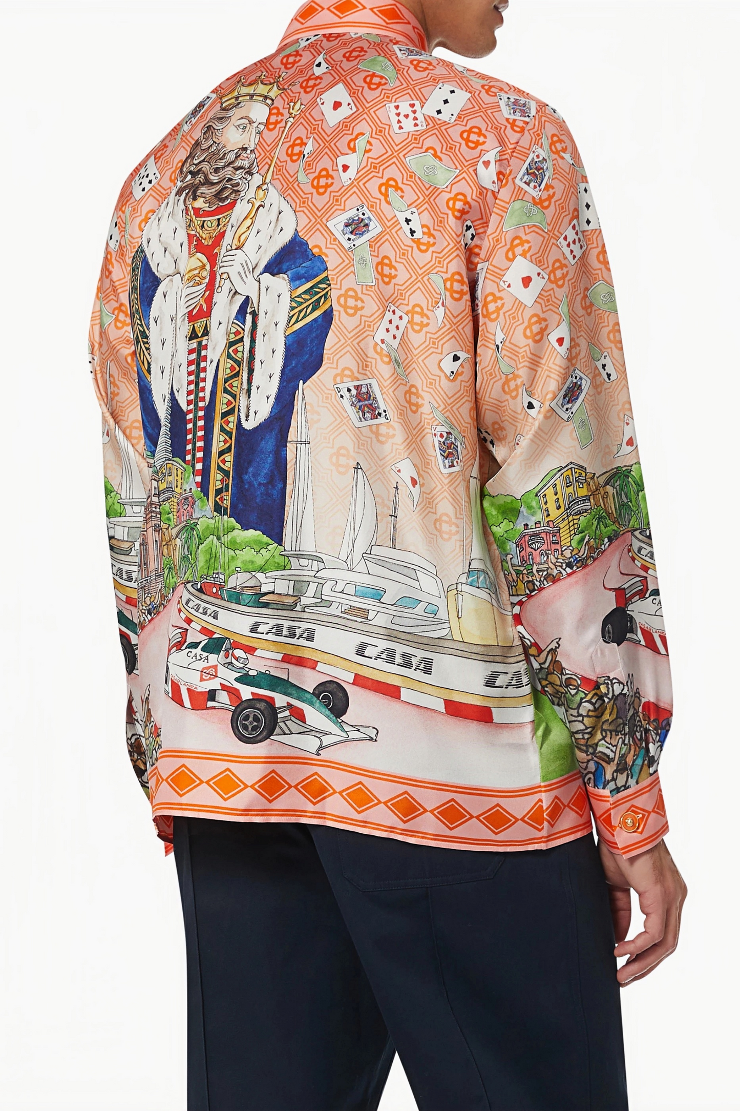 Lucas orange illustrated mansion long-sleeve shirt