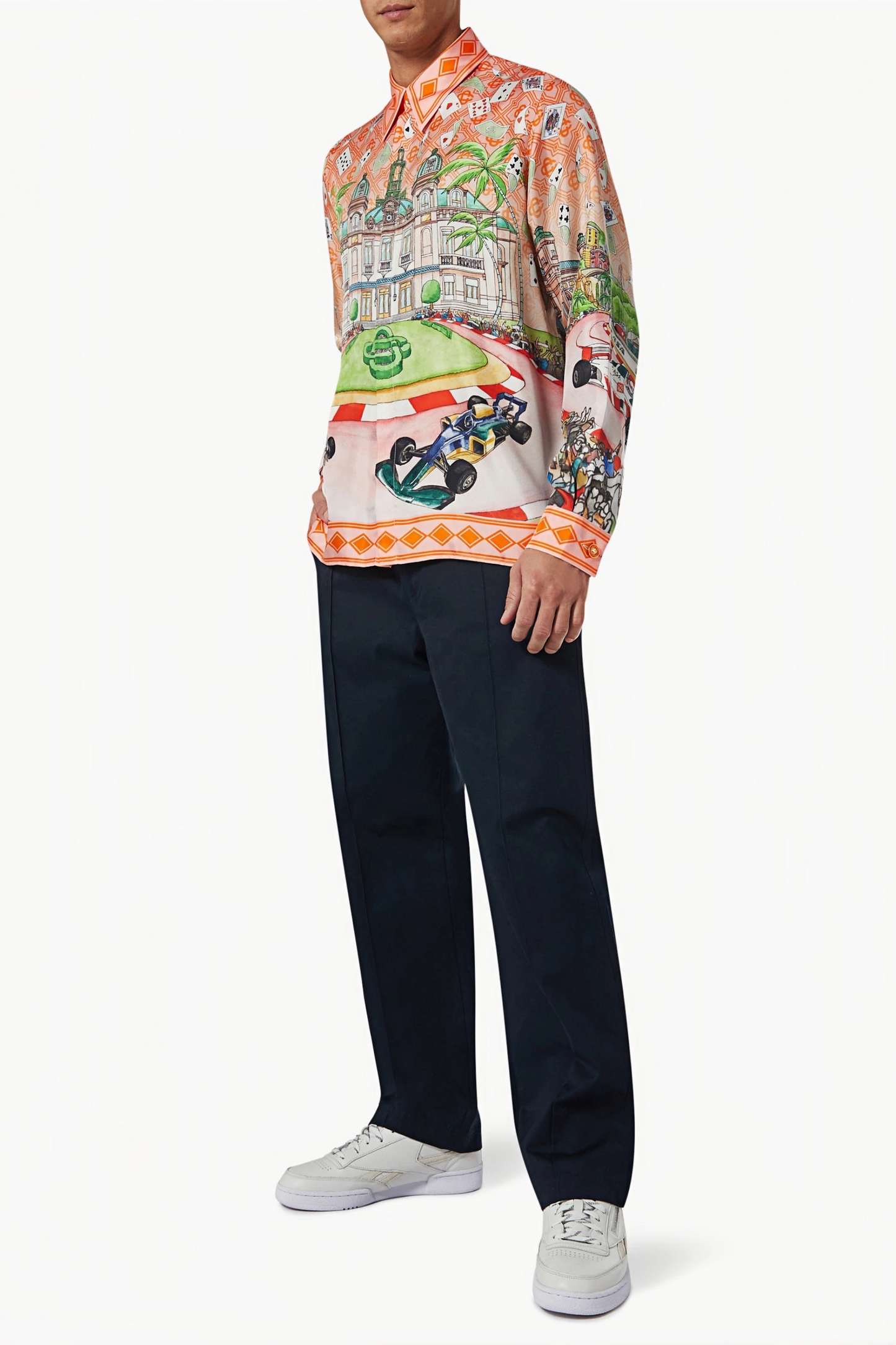 Lucas orange illustrated mansion long-sleeve shirt