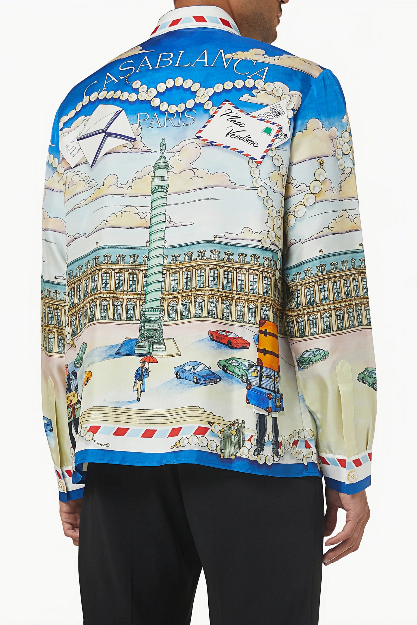 Samuel blue travel print long-sleeve shirt