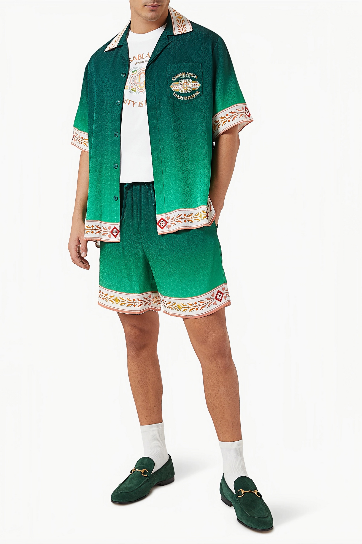 Terry green striped short-sleeve shirt