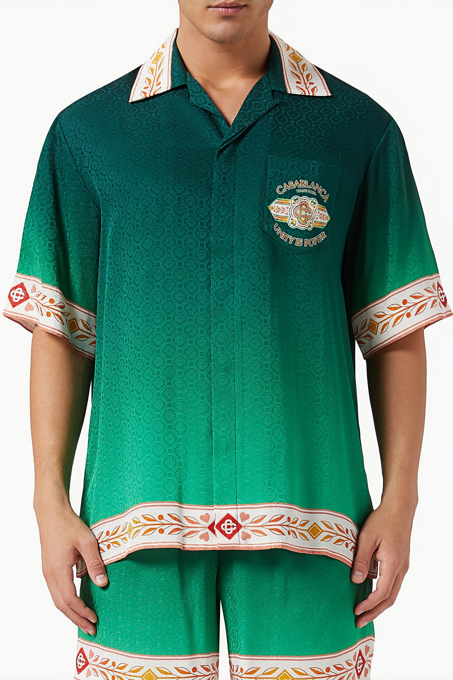 Terry green striped short-sleeve shirt