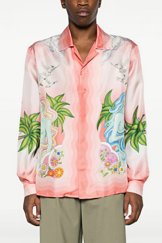 قميص طويل الأكمام من Xavier باللون الوردي الاستوائي