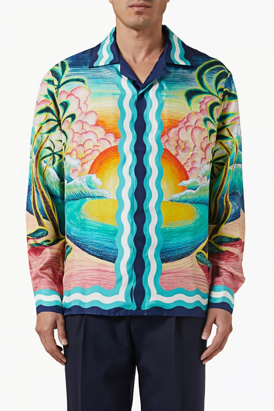 Joseph blue sunset print long-sleeve shirt