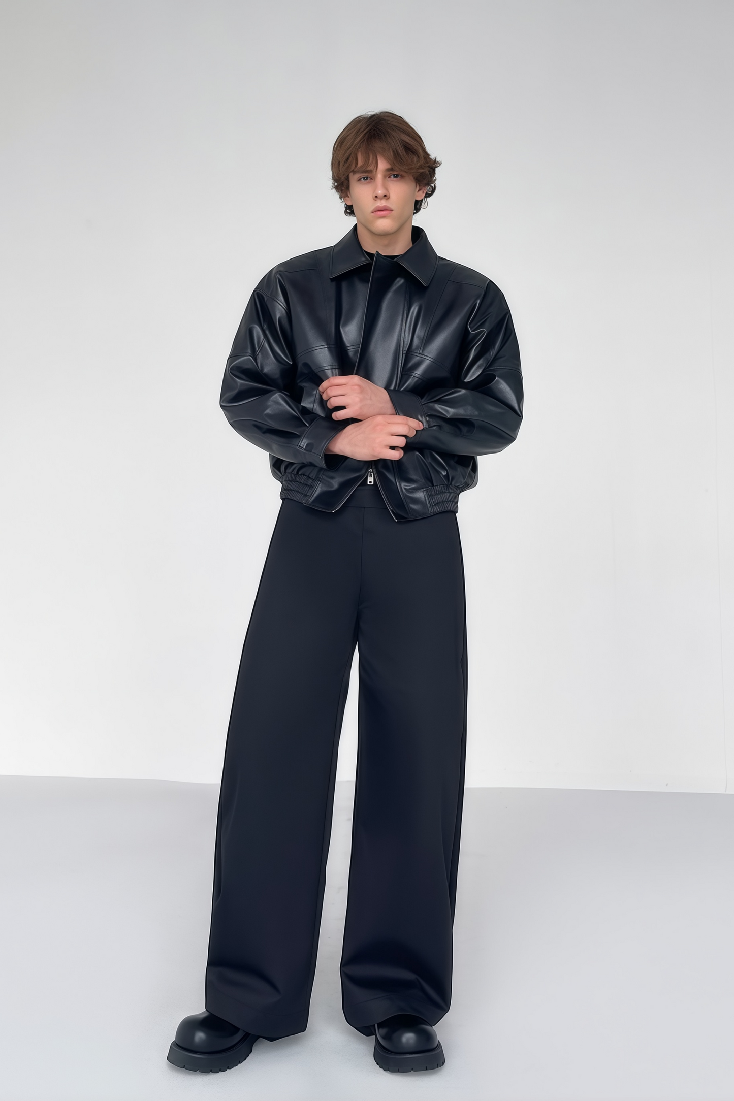 Blade black cropped leather jacket