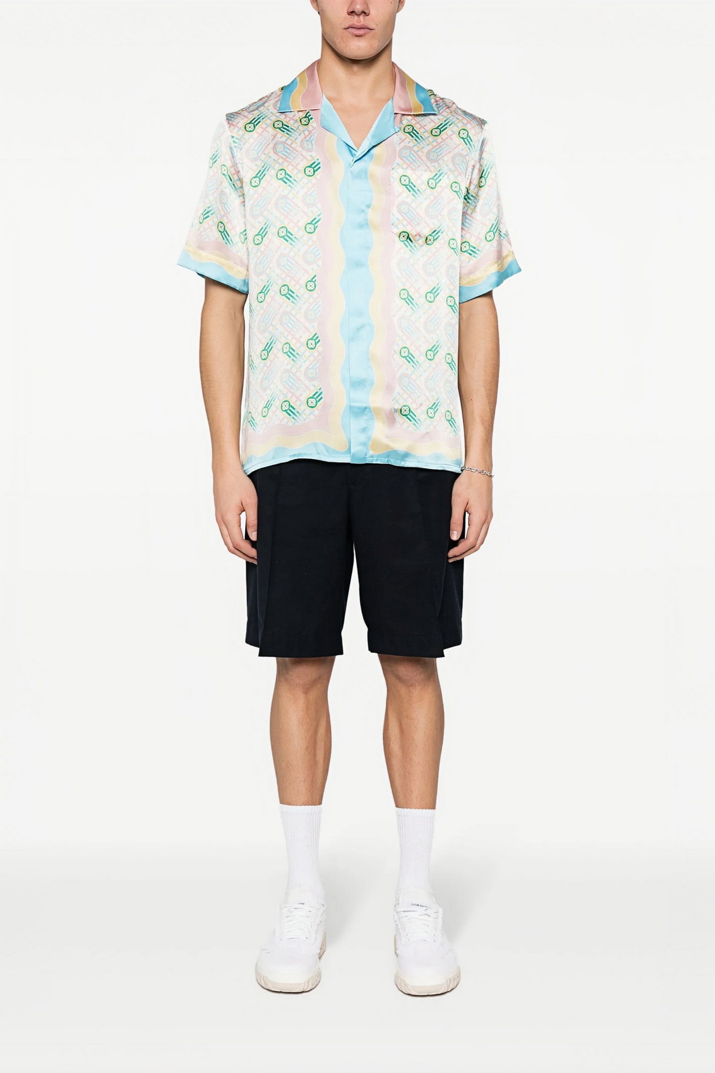 Cameron light-blue abstract print short-sleeve shirt