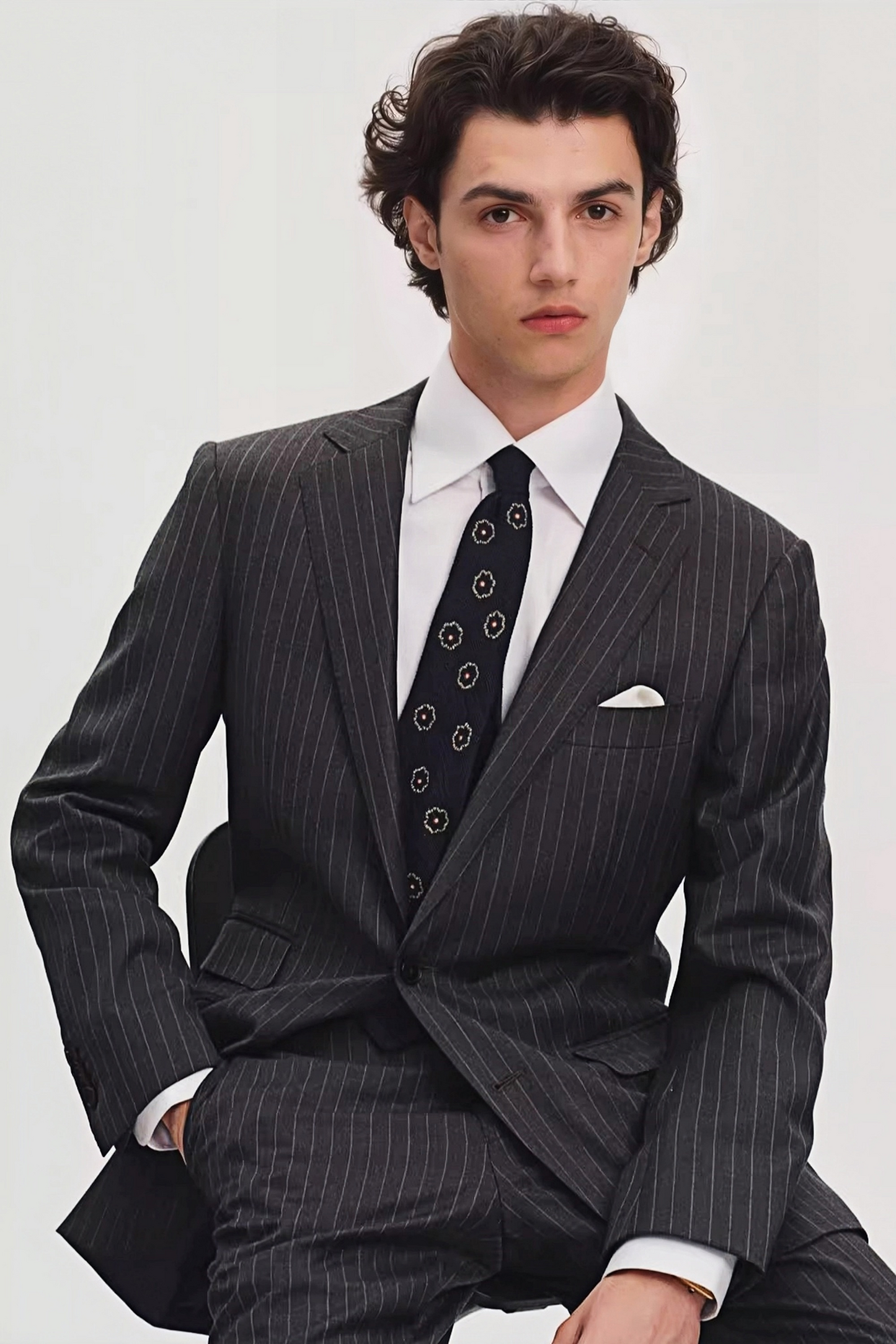 Jasper gray stripe-pattern blazer