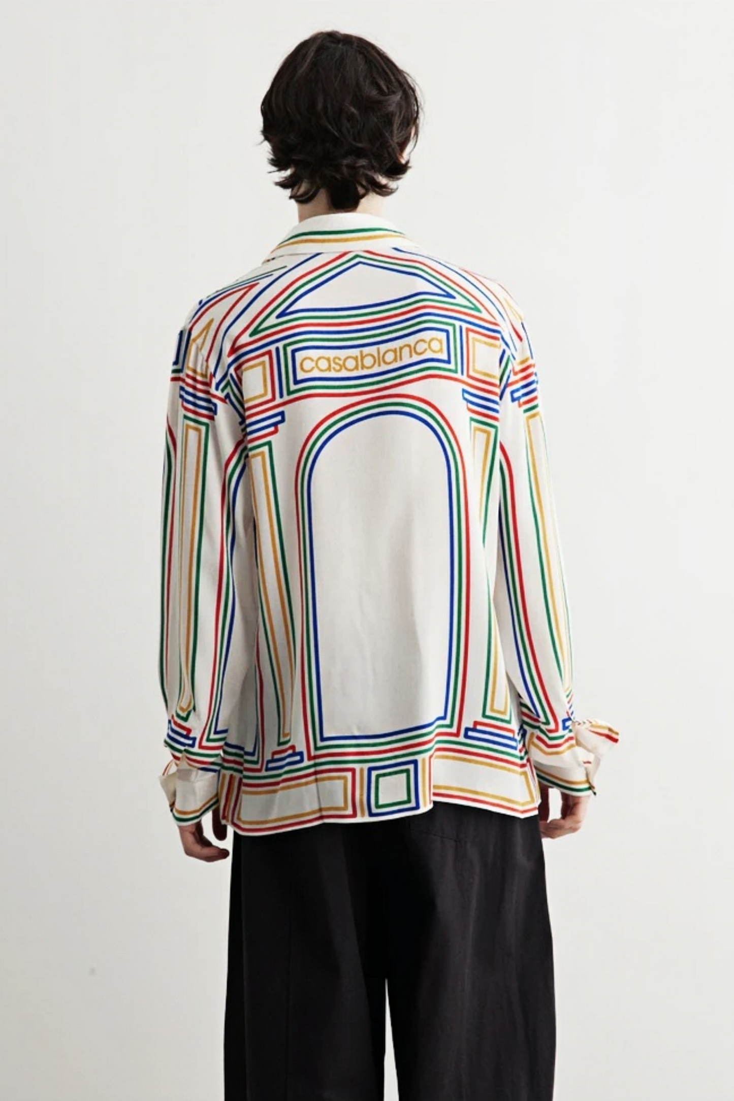 Eliot white geometric patterns long-sleeve shirt