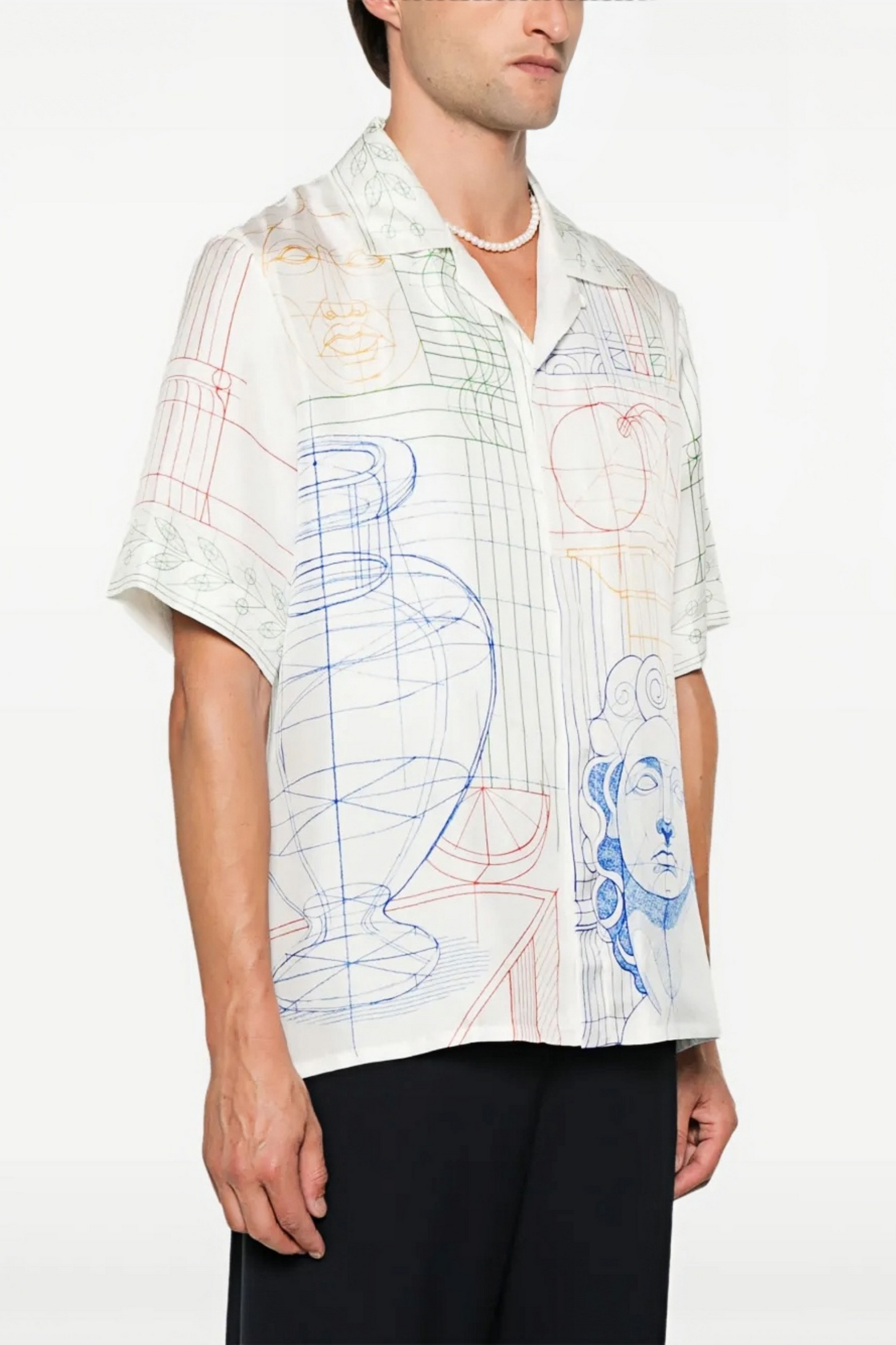 Joshua white abstract sketch print short-sleeve shirt