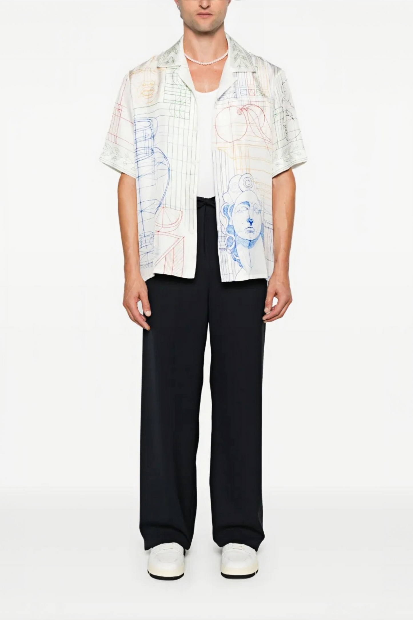 Joshua white abstract sketch print short-sleeve shirt