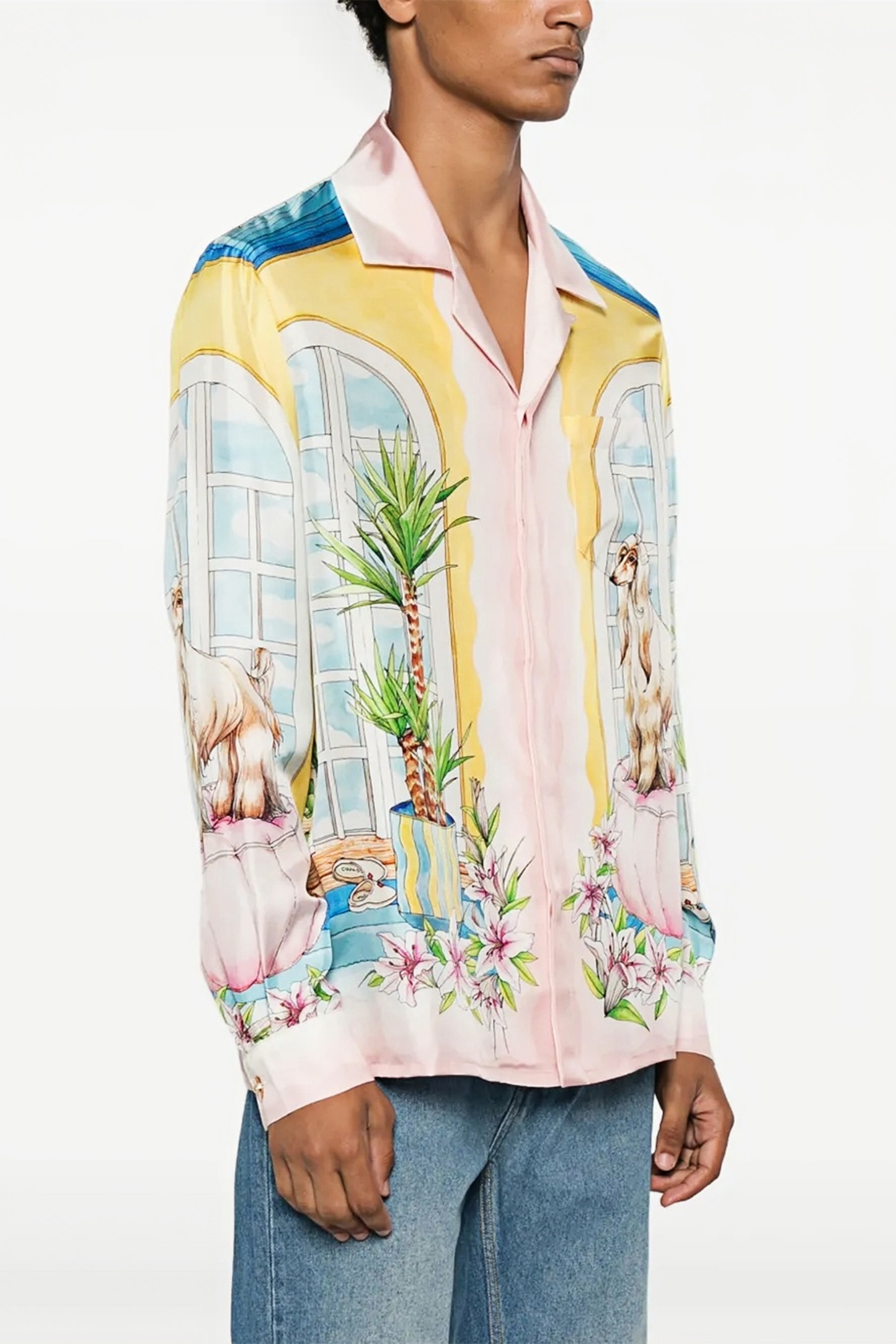 Jake pink pattern-print long-sleeve shirt