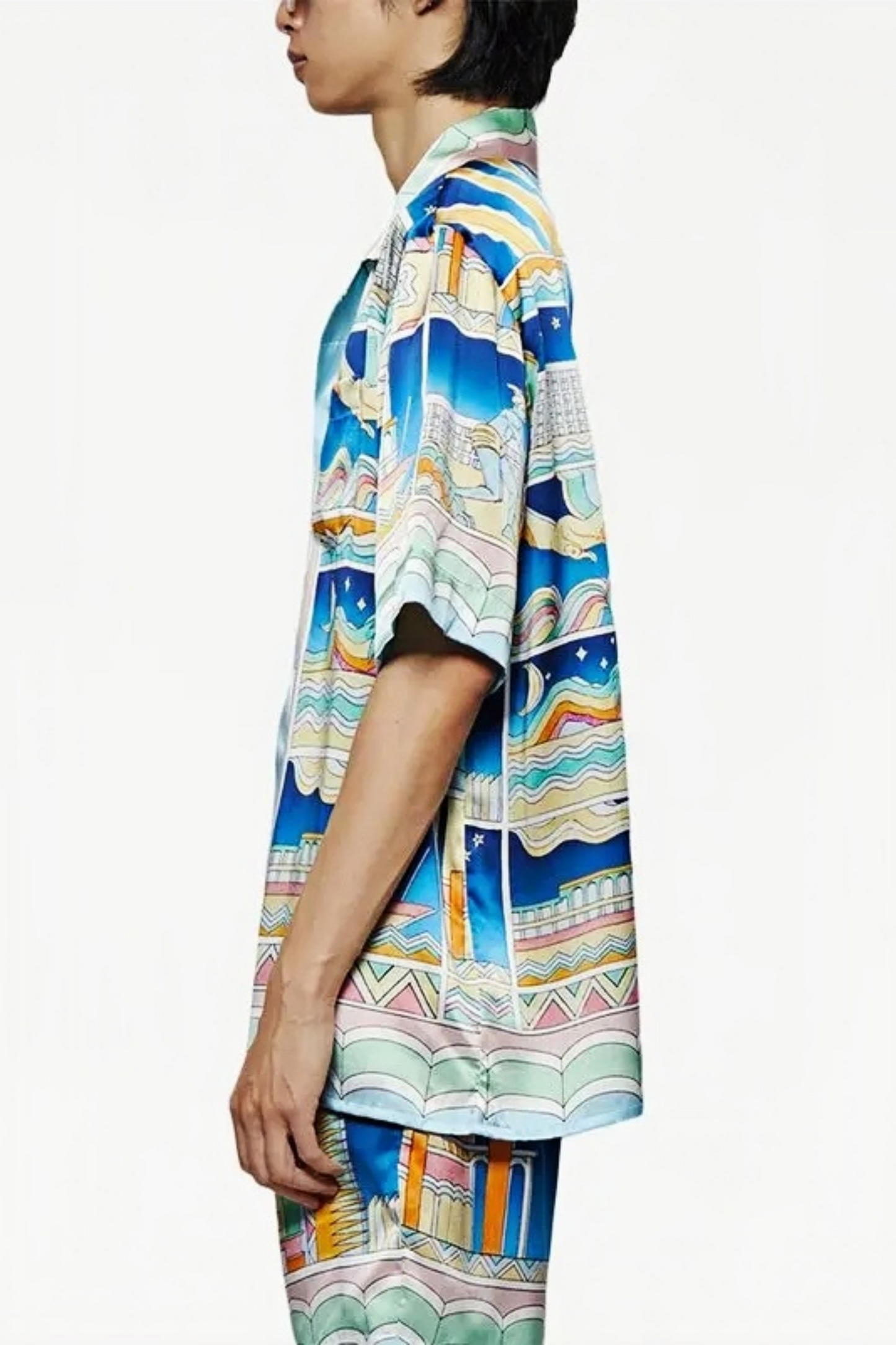 Jérôme blue multicolor cityscape short-sleeve shirt