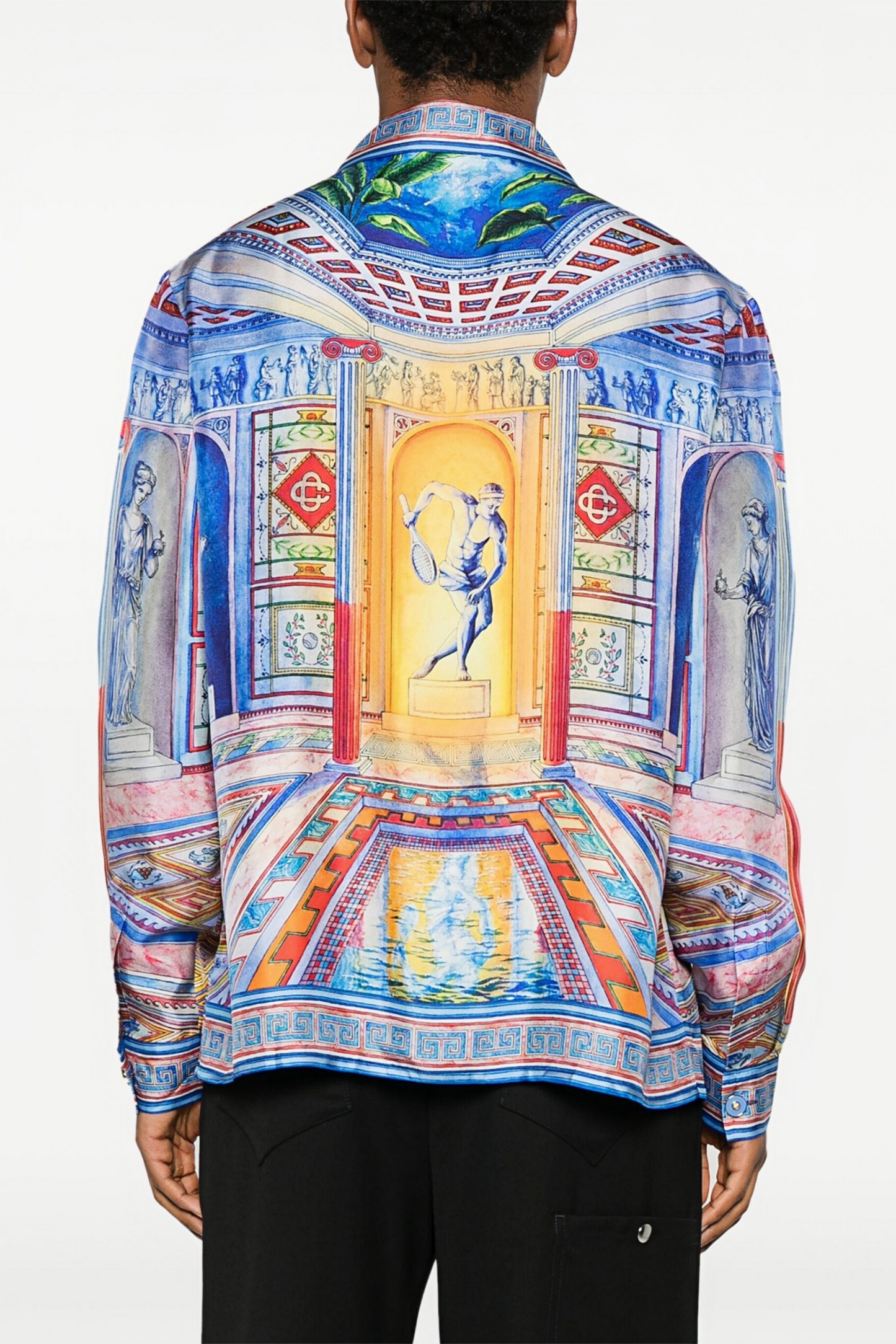 Randy blue multicolored architectural print long-sleeve shirt