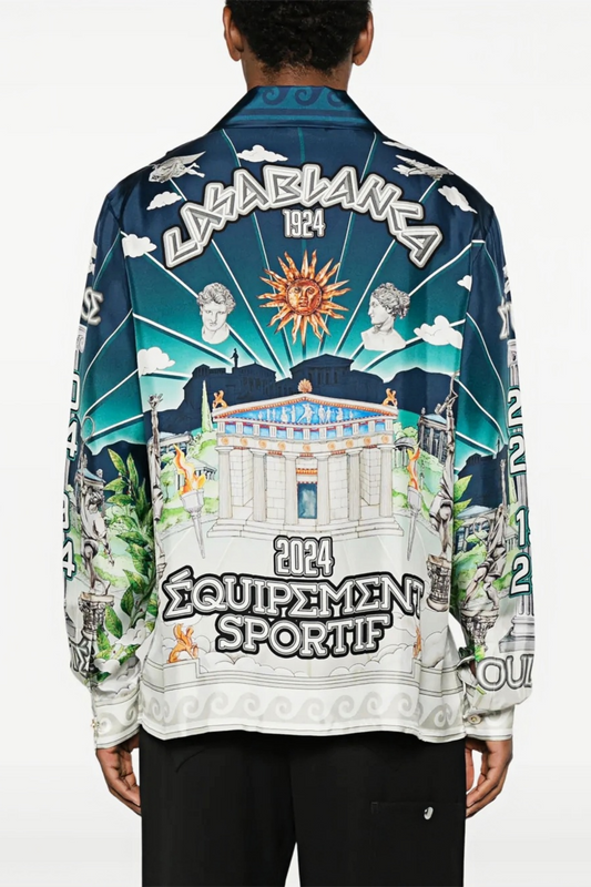 قميص قصير الأكمام بطبعة تمثال زاك الأزرق