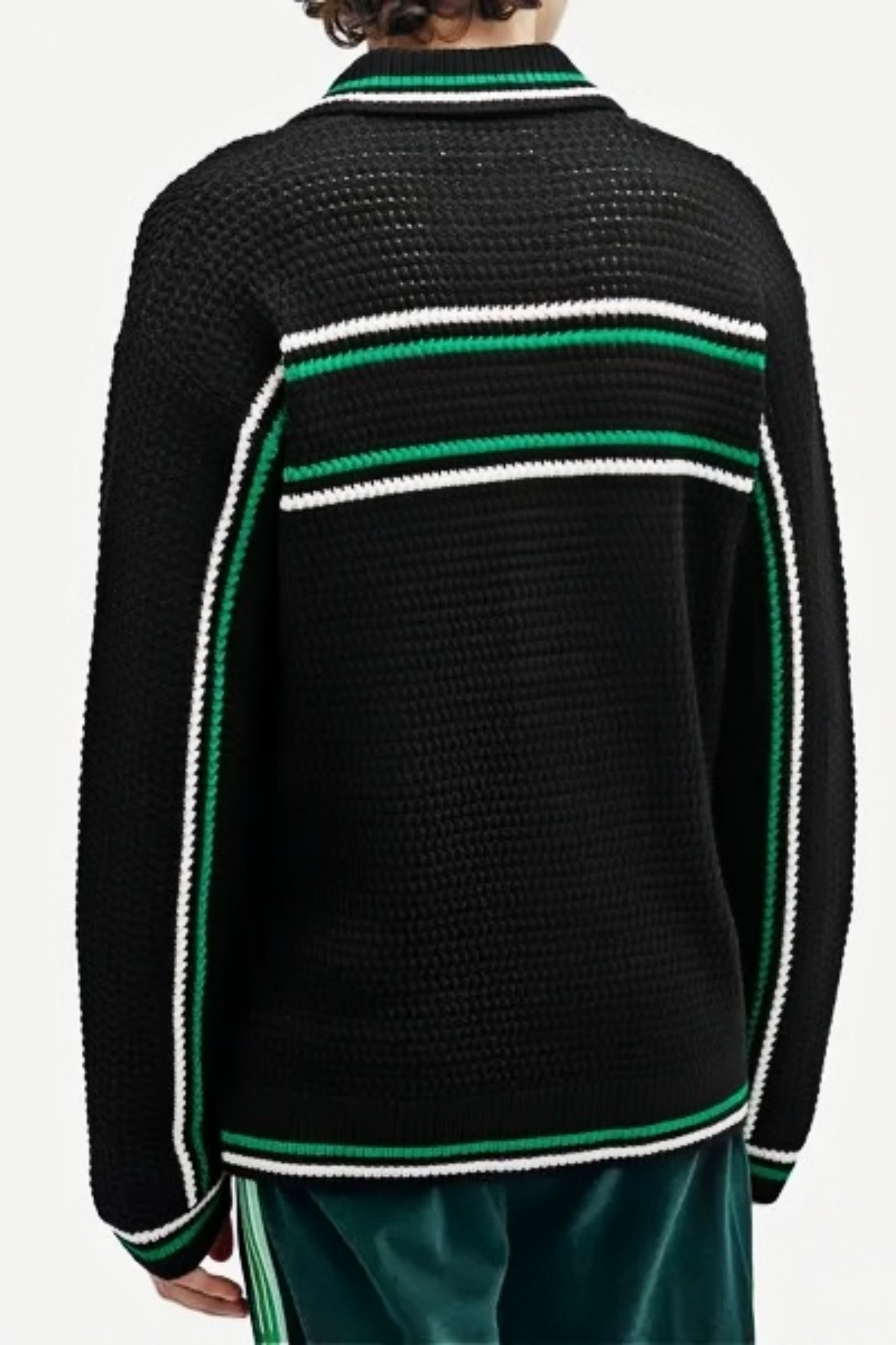 Ethan black striped knit long-sleeved cardigan