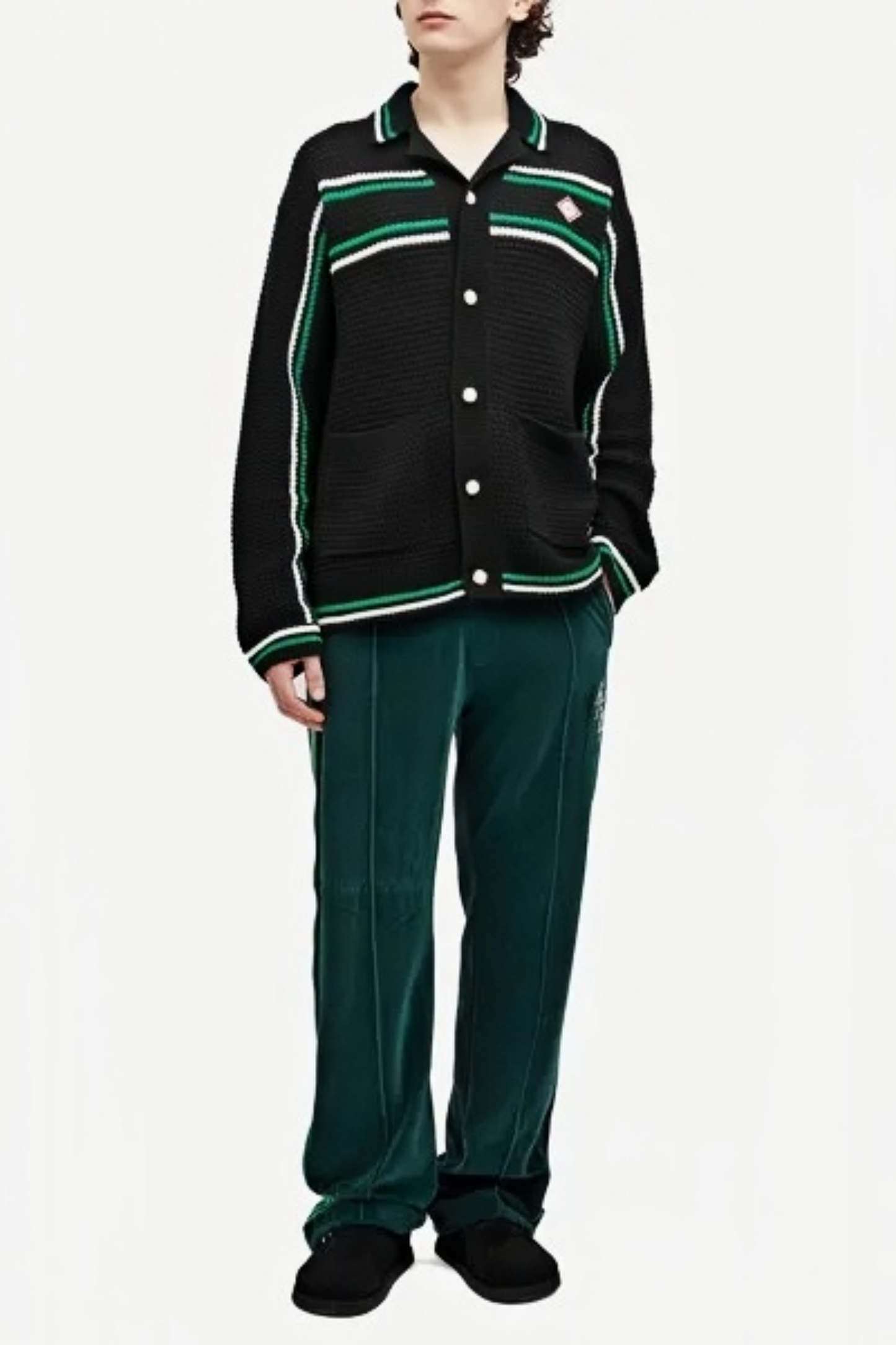 Ethan black striped knit long-sleeved cardigan