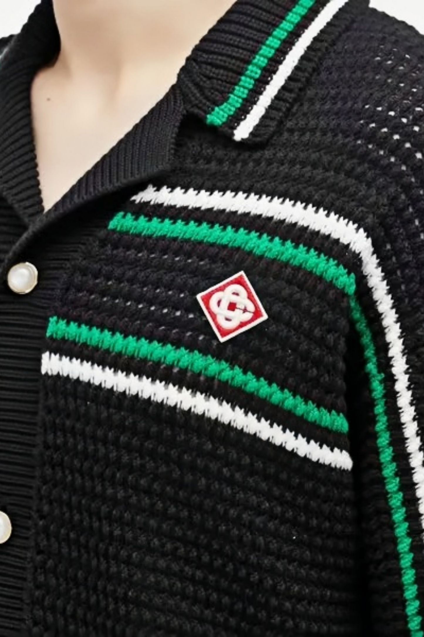 Ethan black striped knit long-sleeved cardigan