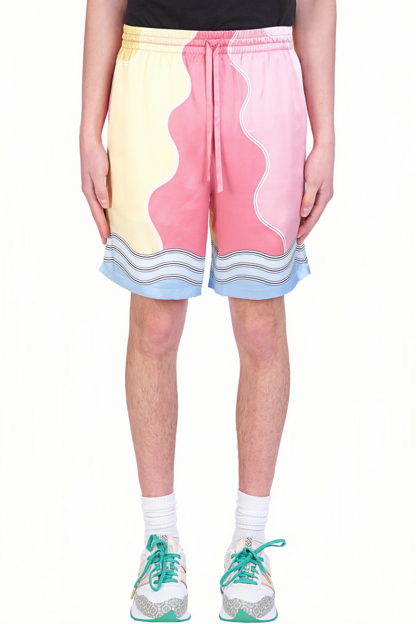Luke pink wave color block short