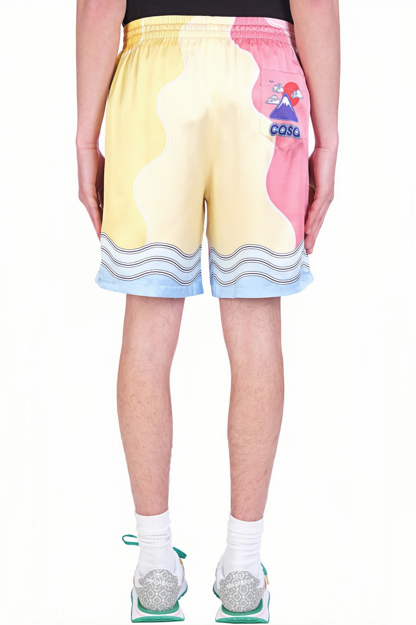 Luke pink wave color block short