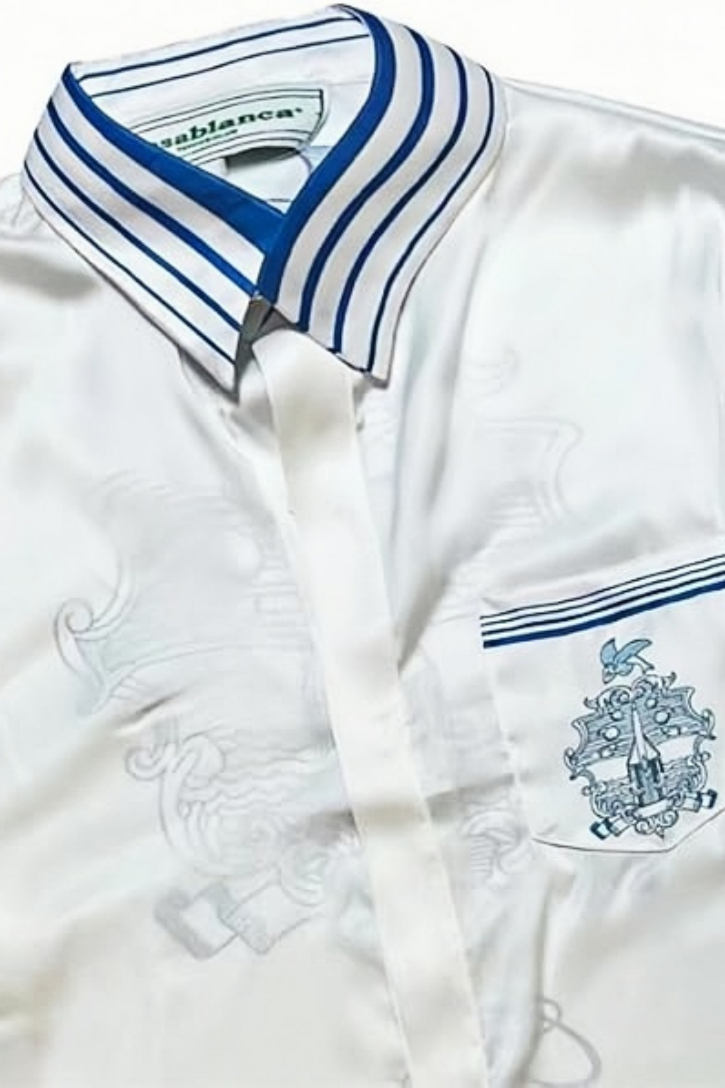 Terry white crested track long-sleeve shirt