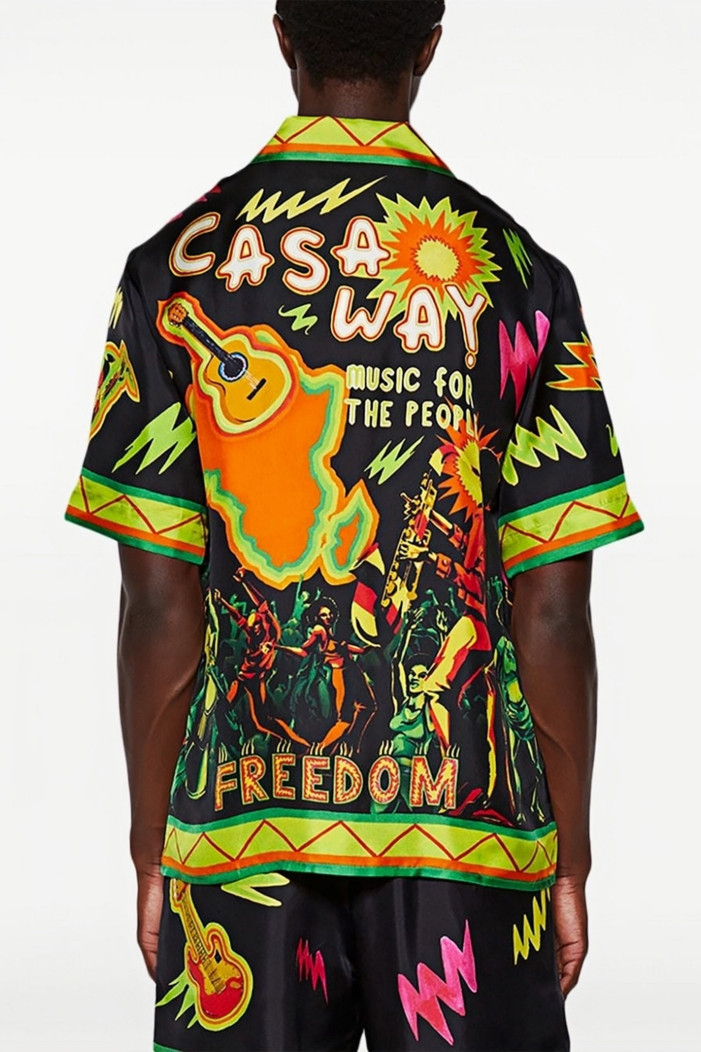 Caleb black music print short-sleeve shirt