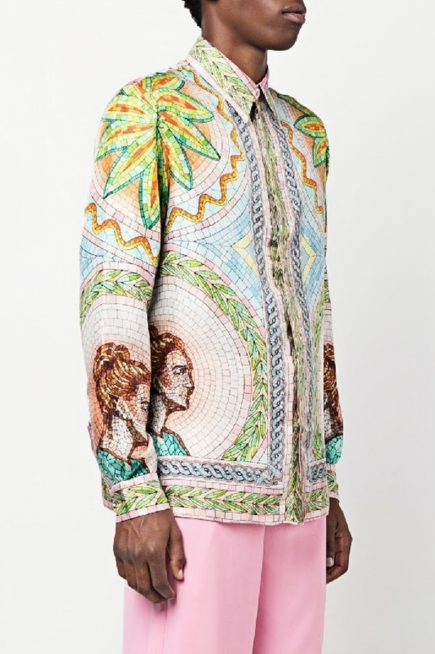 Edmond blue multicolor mosaic print long-sleeve shirt